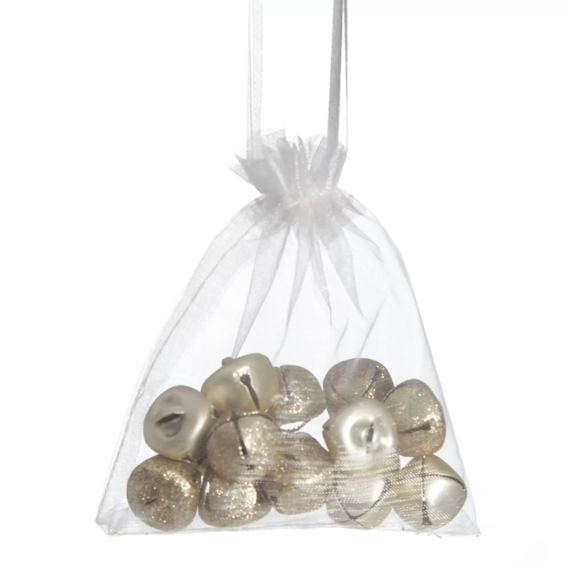 Champagne Mini Jingle Bell Decorations - Bag of 15 Christmas Craft Supplies |