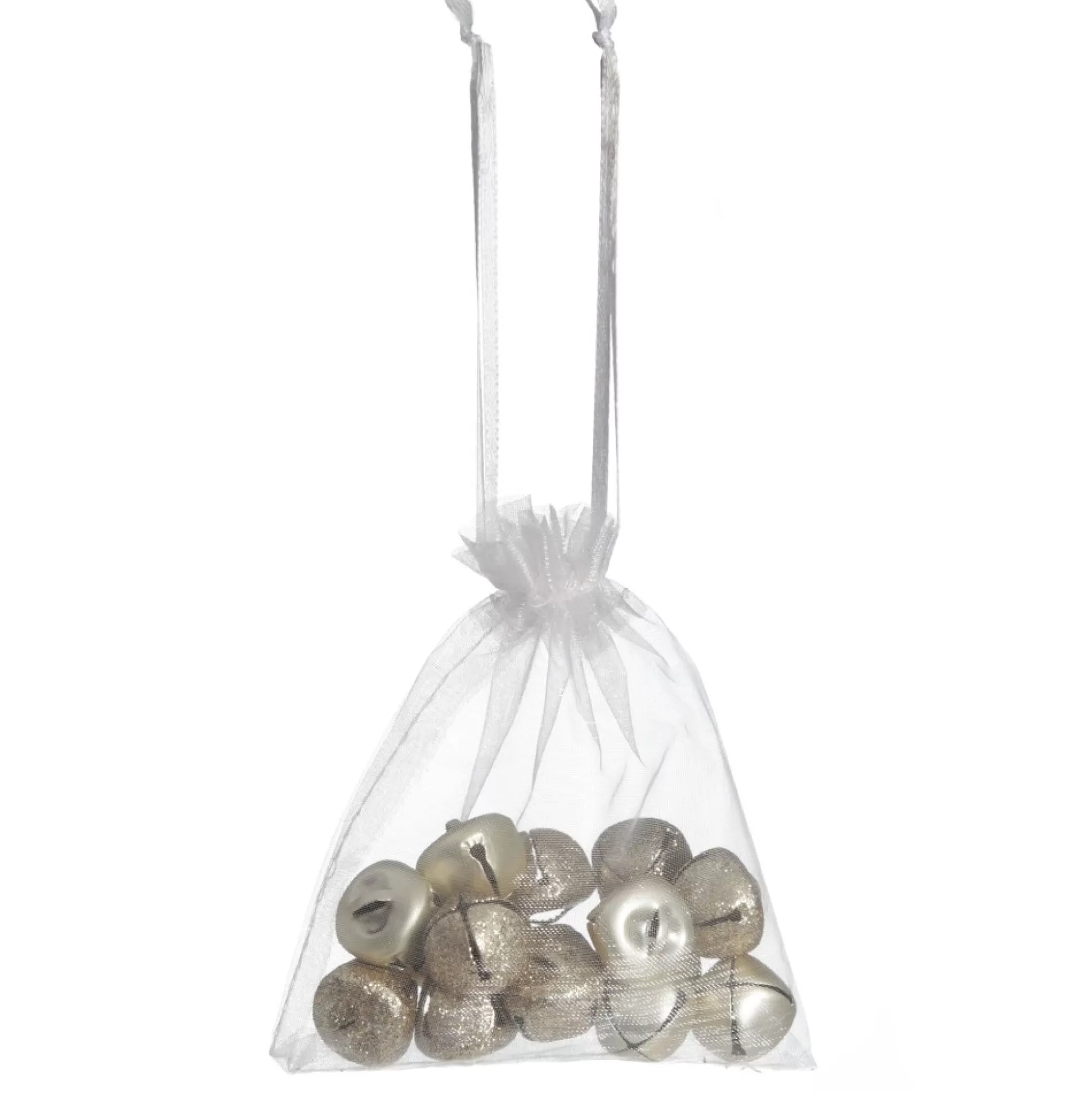 Champagne Mini Jingle Bell Decorations - Bag of 15 Christmas Craft Supplies |
