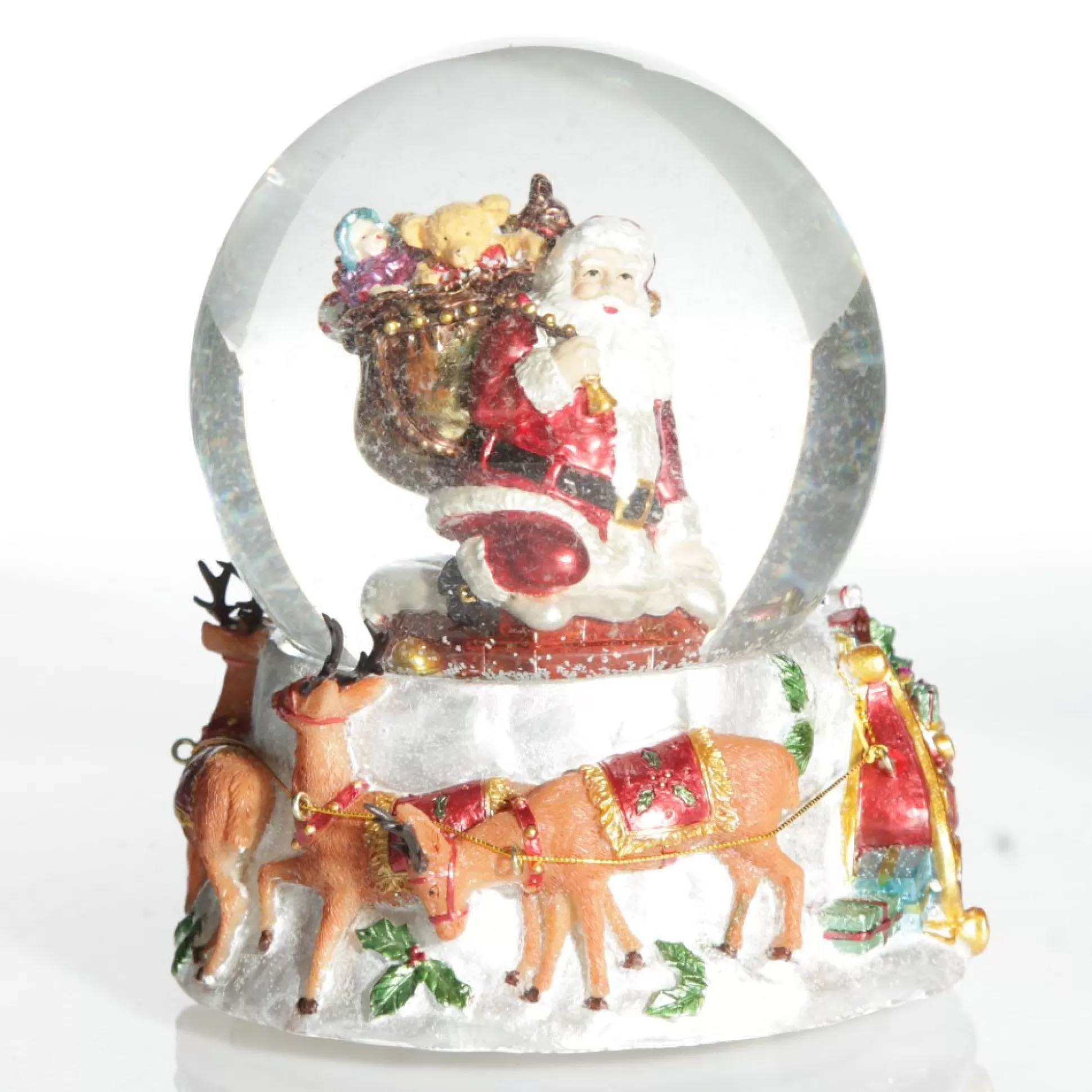 Christmas Musical Snowglobe with Santa and his Reindeers Christmas Snowglobes |