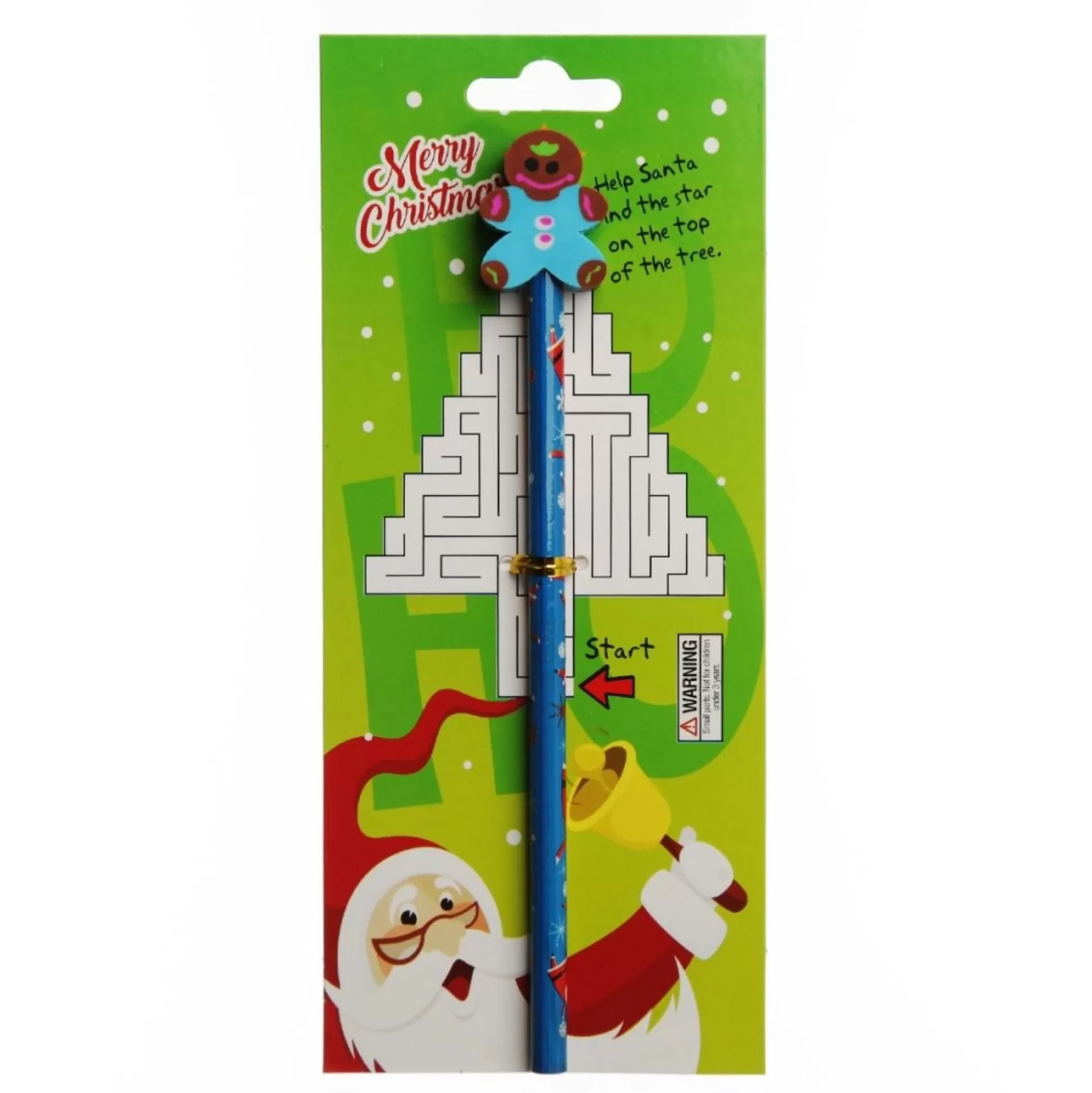 Christmas Pencil with Eraser - on Backing Card Kris Kringle Gifts |