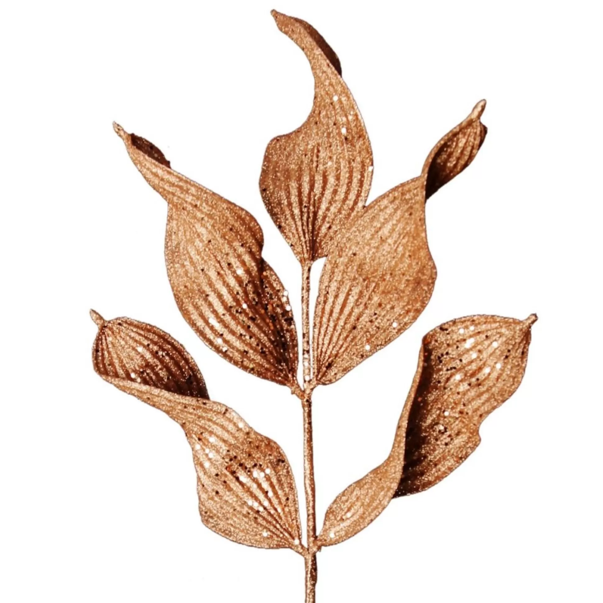 Copper Blush Curved Leaf Glitter Spray Christmas Sprays |