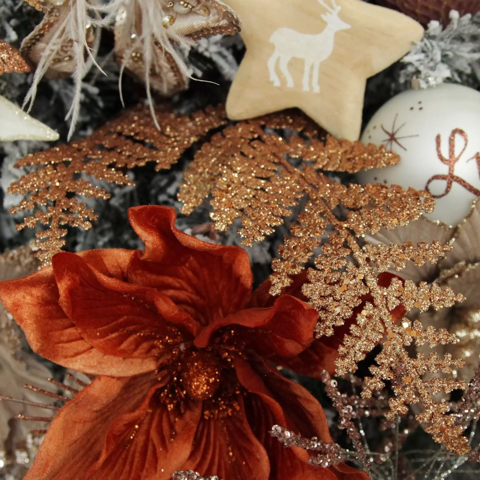 Copper Glitter Fern Spray Christmas Sprays |