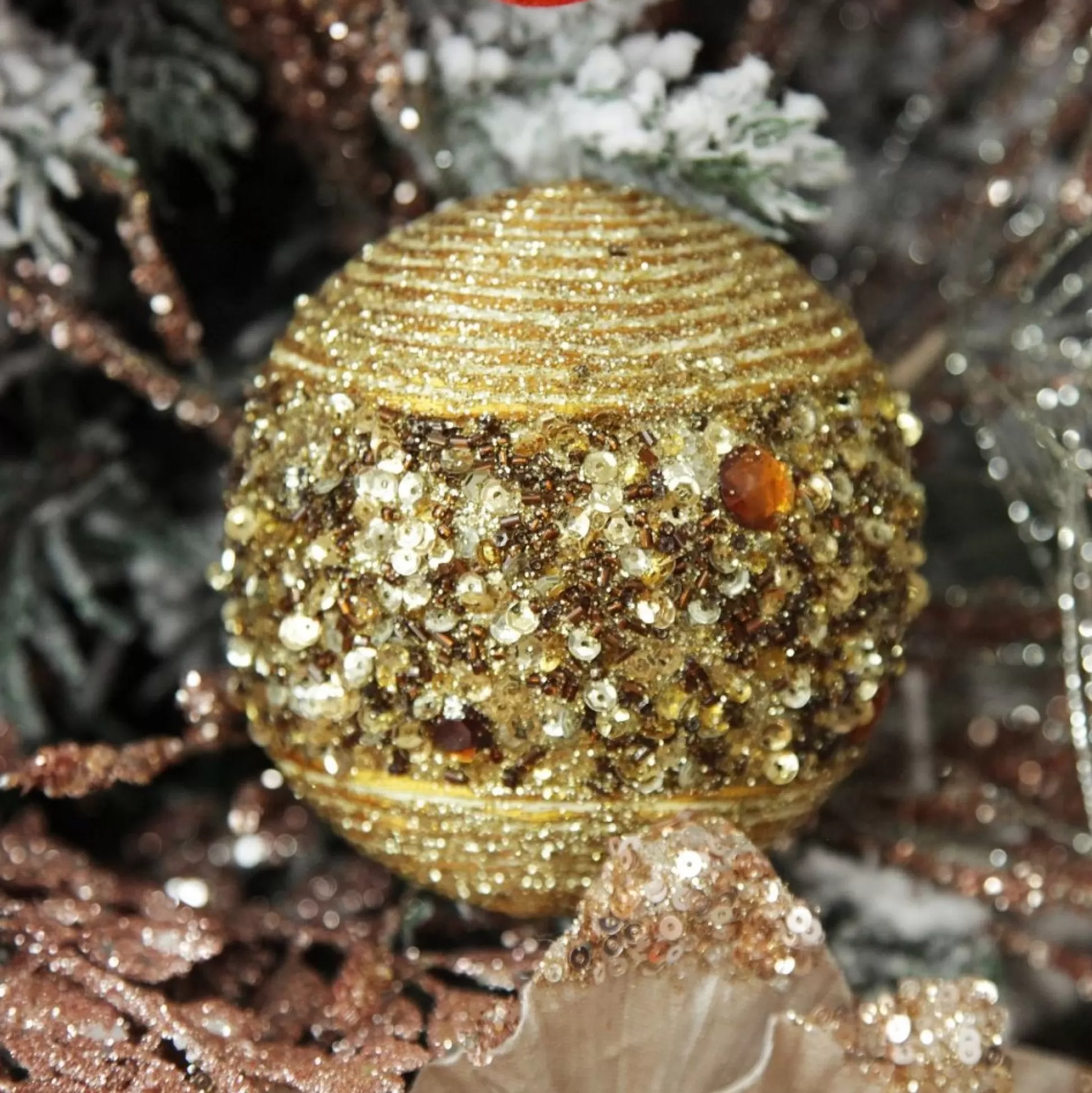 Copper Glitter Sequin Ball Decorative Christmas Baubles |