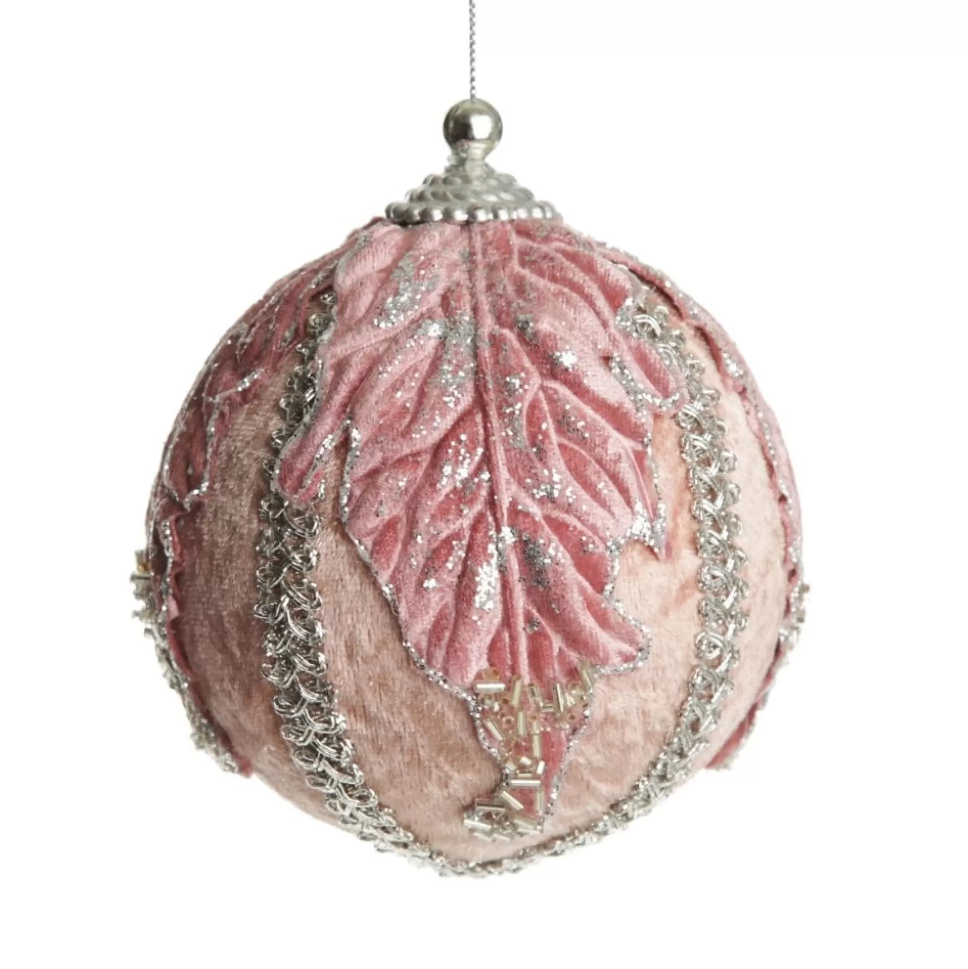 Decorative Pink Velvet and Braid Bauble Decorative Christmas Baubles |