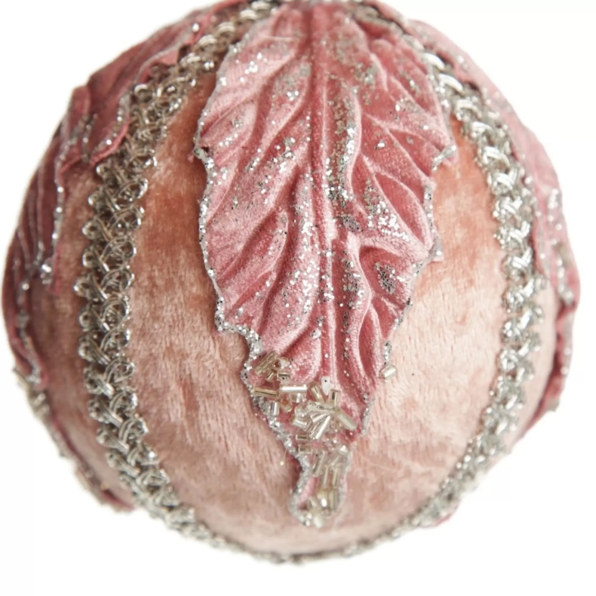 Decorative Pink Velvet and Braid Bauble Decorative Christmas Baubles |