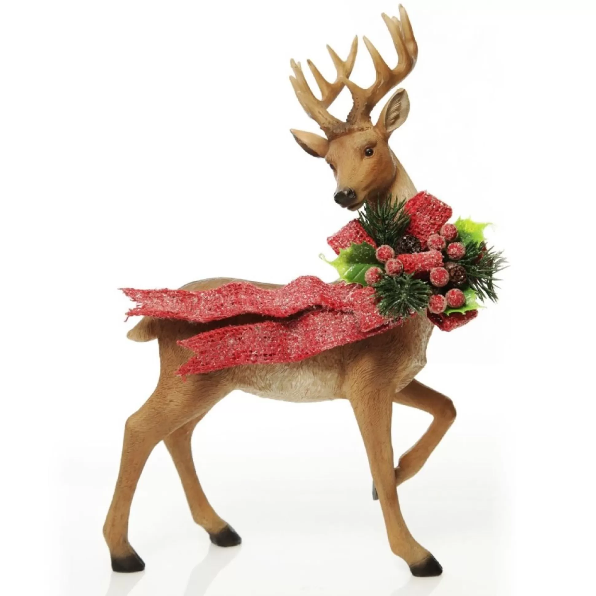 Deer Ornament with Red Bow - Right Christmas Birds And Animals |