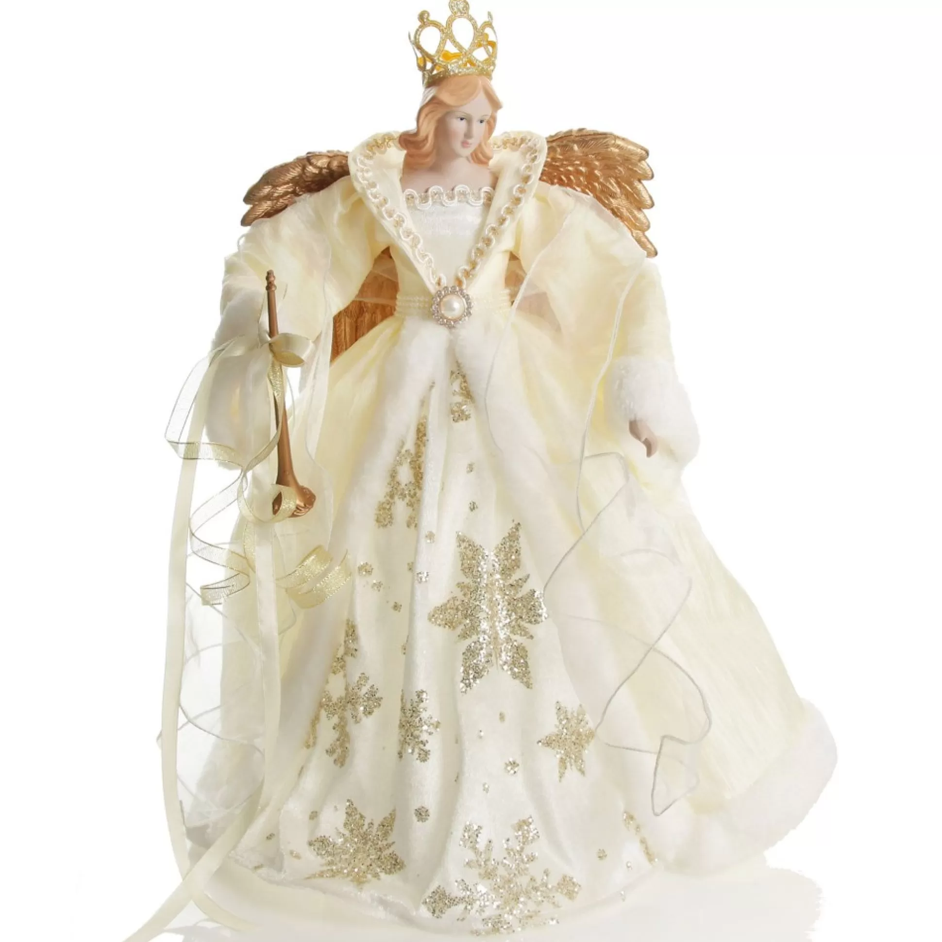 Elegant Ivory and Gold Christmas Angel Tree Topper Tree Toppers |