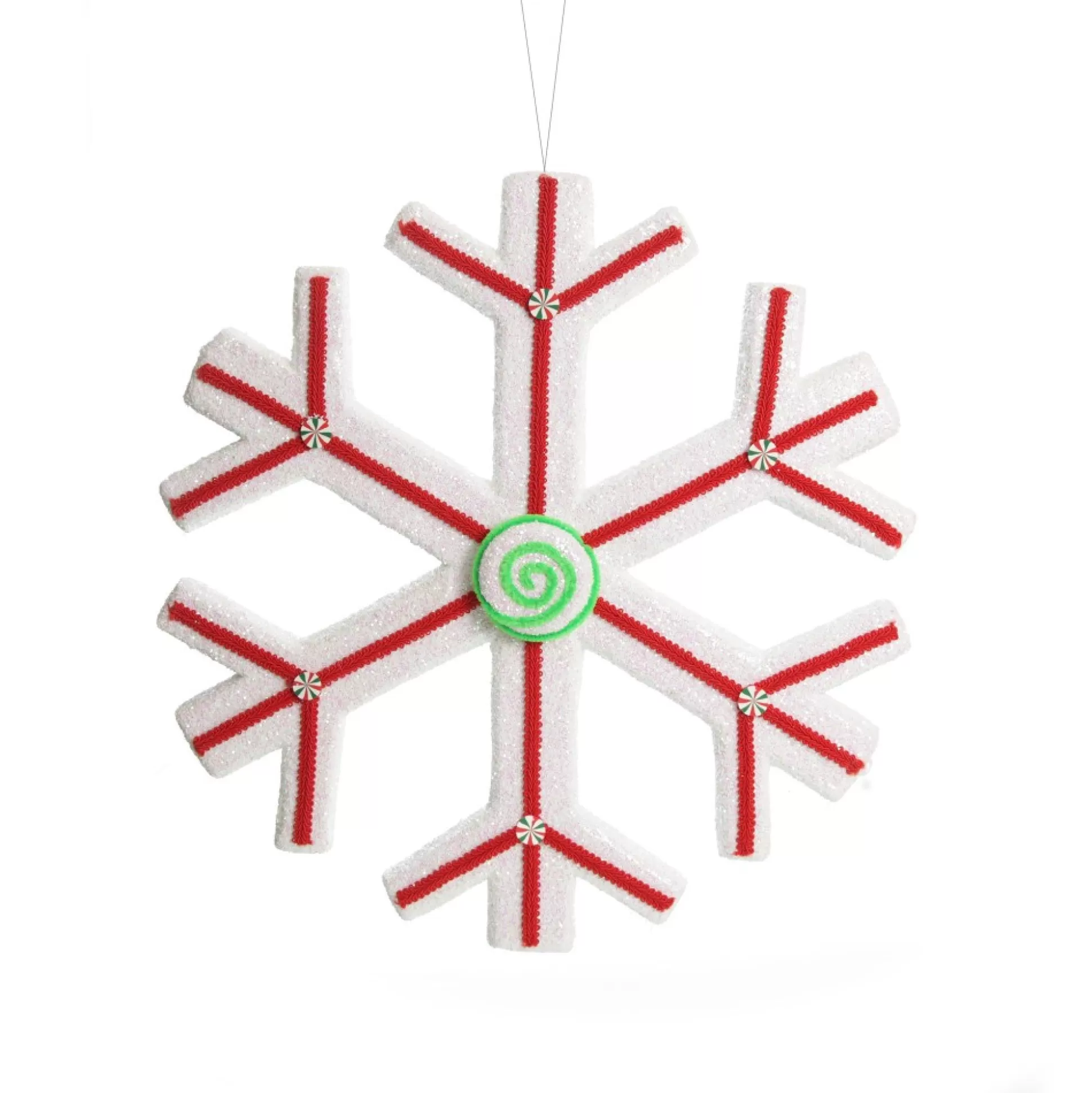 Extra Large White Snowflake with Red Lolly Trim Snowflakes And Stars |