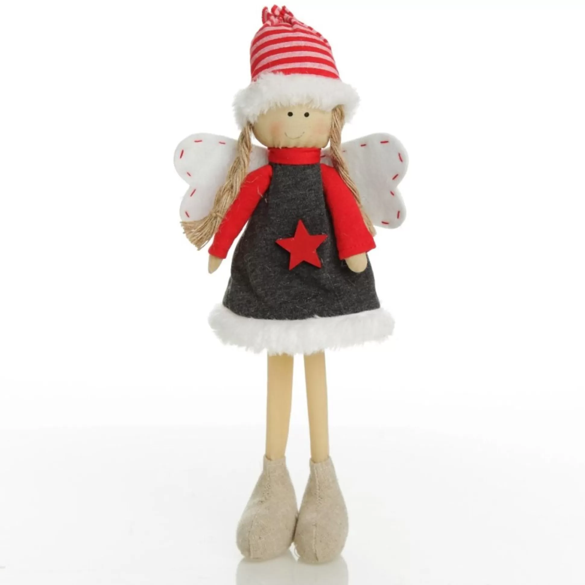 Fabric Standing Angel Star - Grey Dress Christmas Angels |