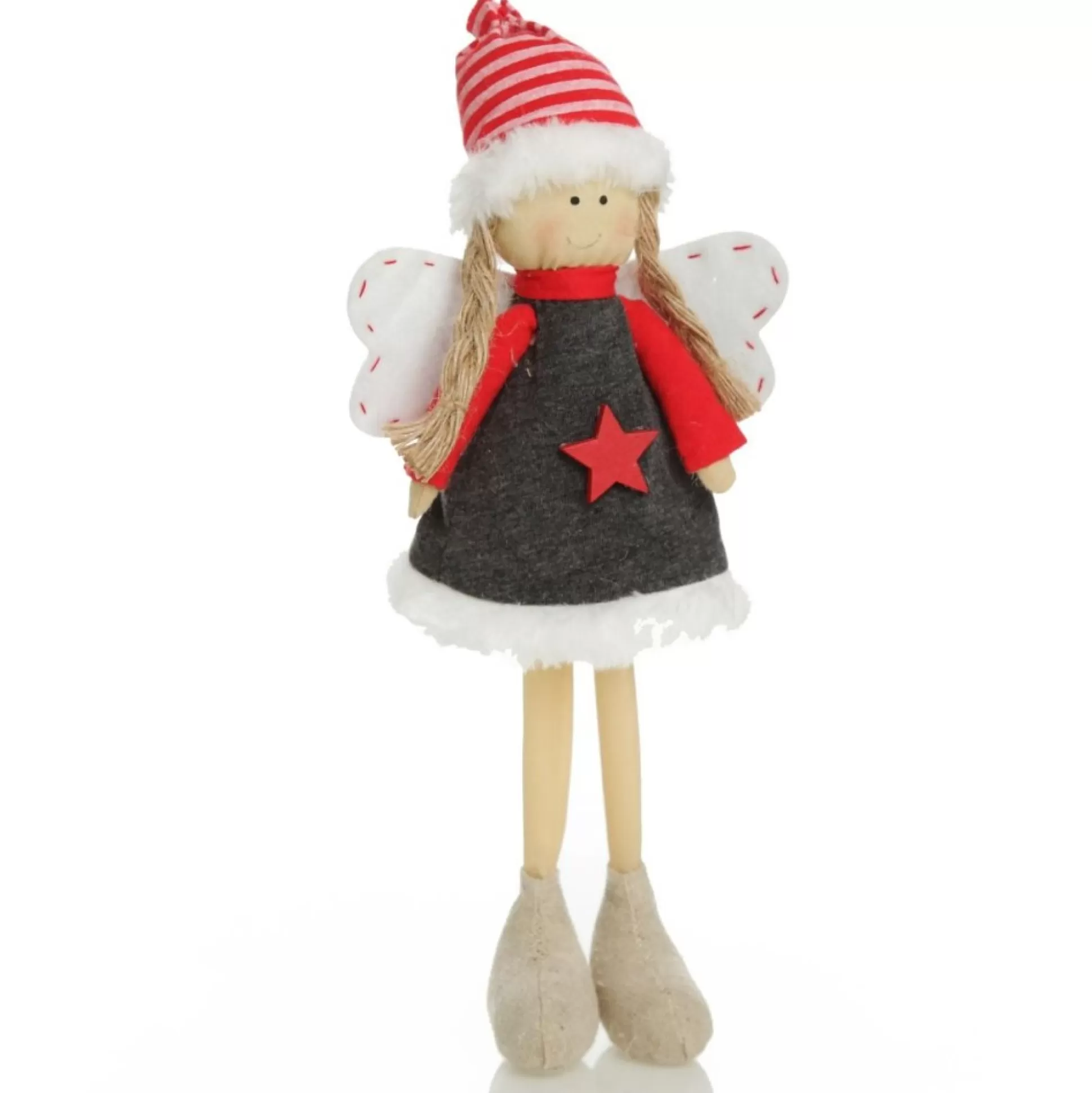 Fabric Standing Angel Star - Grey Dress Christmas Angels |