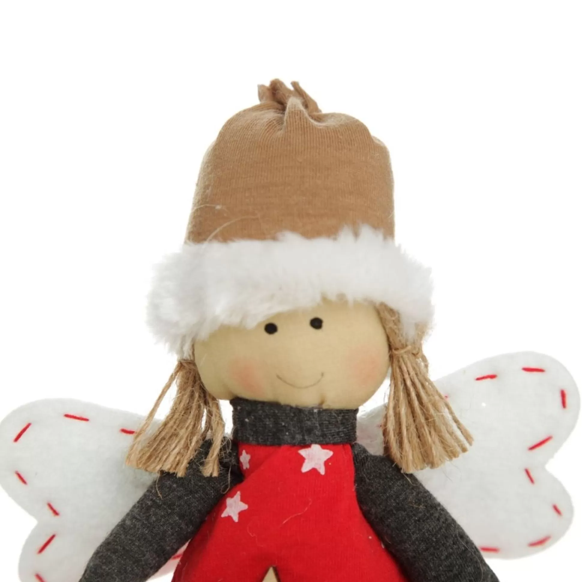 Fabric Standing Angel Star - Red Dress Christmas Angels |