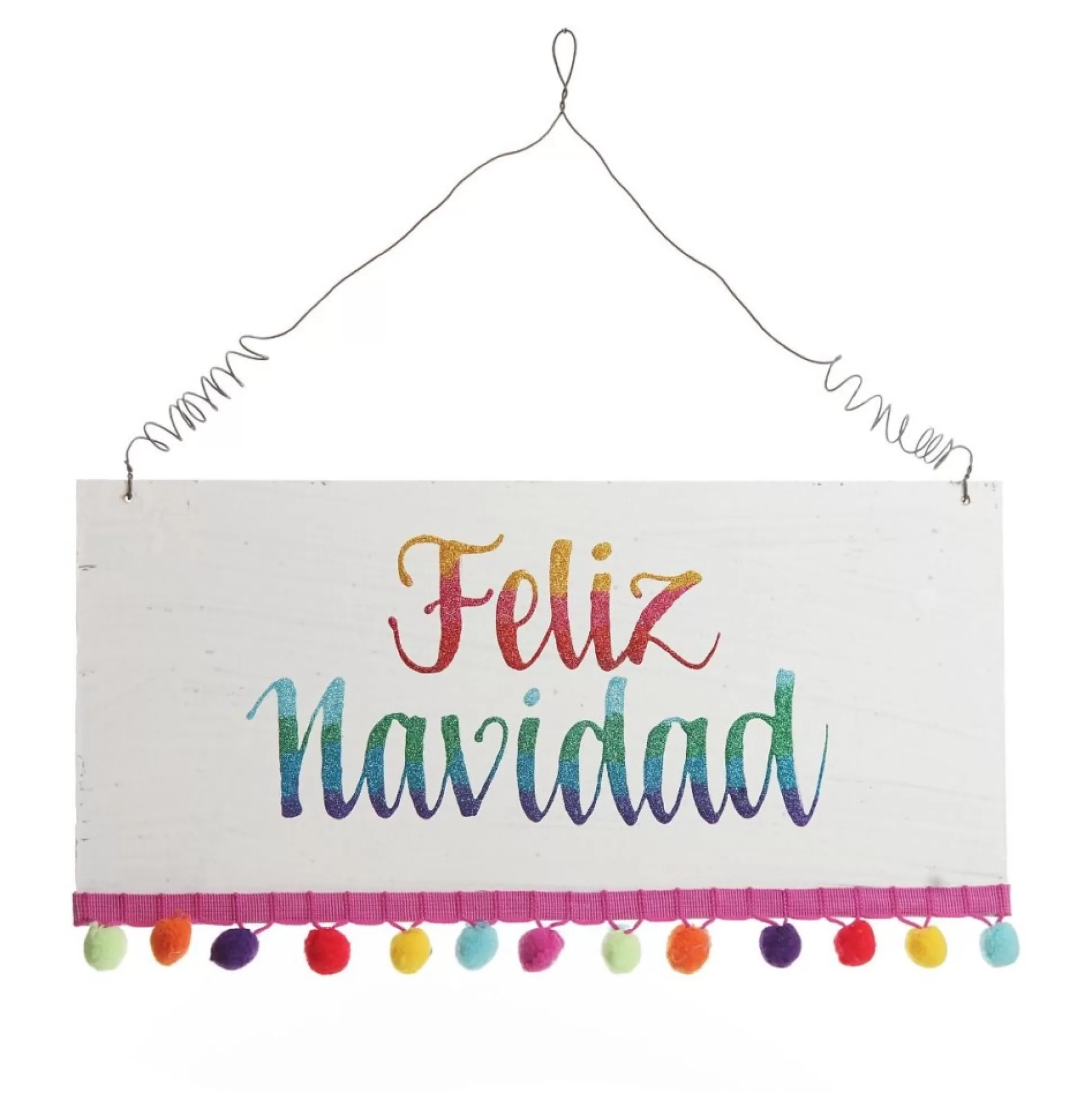 Feliz Navidad Pom Pom Plaque Christmas Plaques |