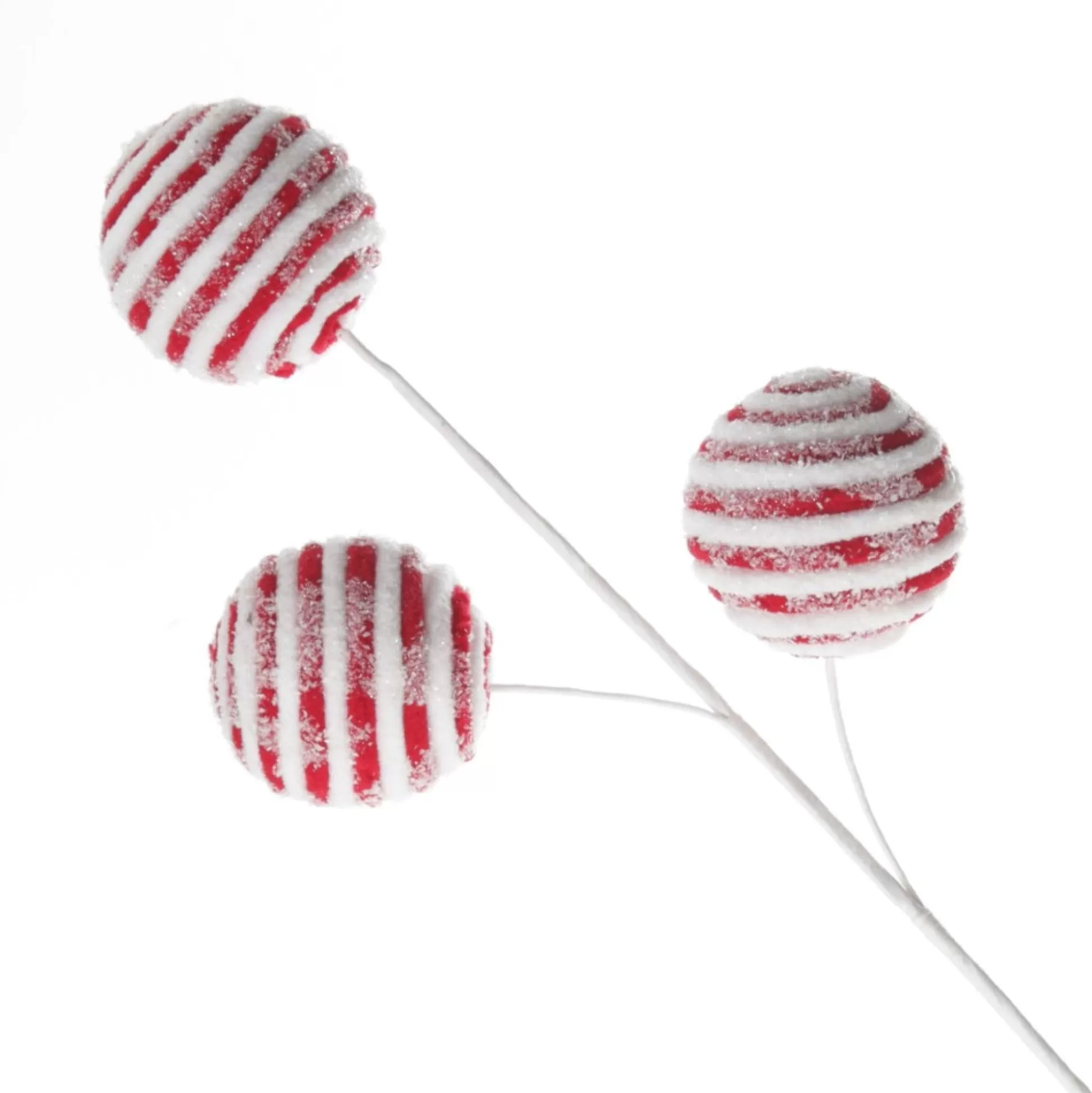 Frosted Candy Cane Ball Pick Christmas Tree Picks |