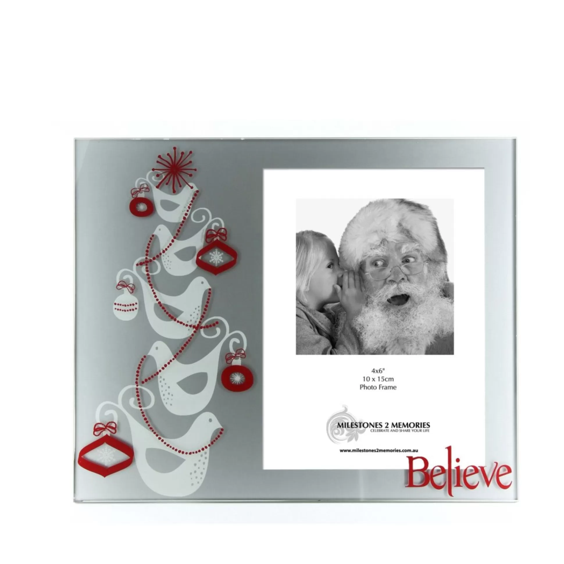 Glass Christmas Frame - Doves Kris Kringle Gifts |