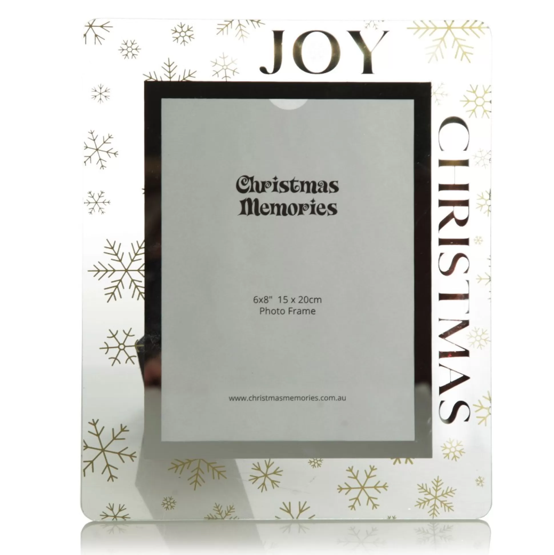 Glass Christmas Frame - Gold Snowflakes Joy Photo Gifts |