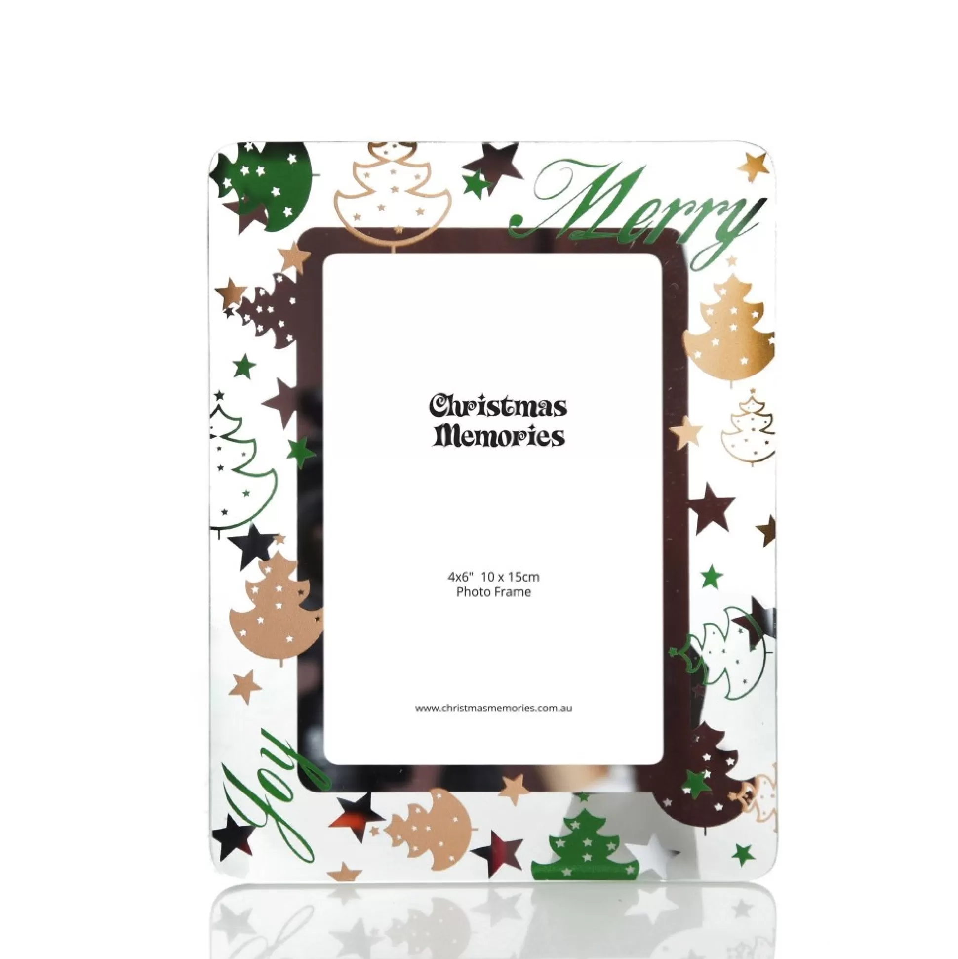 Glass Christmas Photo Frame - Gold and Green Trees Christmas Gifts |