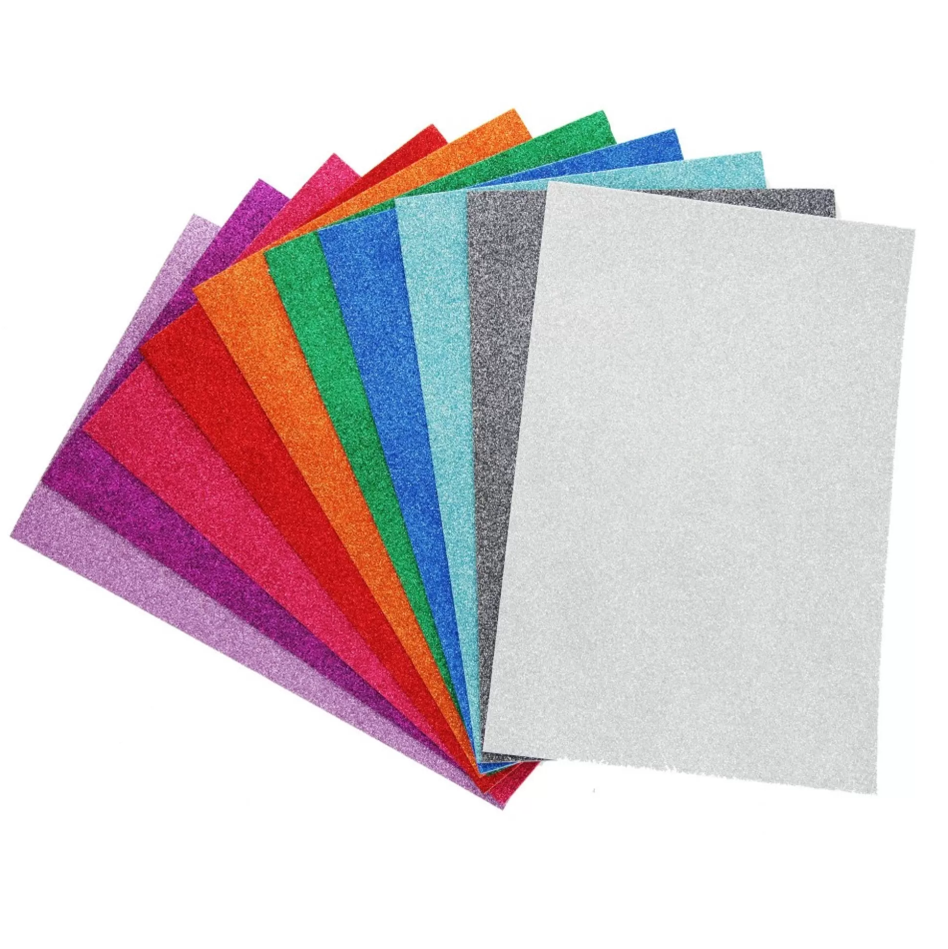 Glitter Foam Self Adhesive Mixed Colours A4 Sheets - Pack of 10 Christmas Craft Supplies |