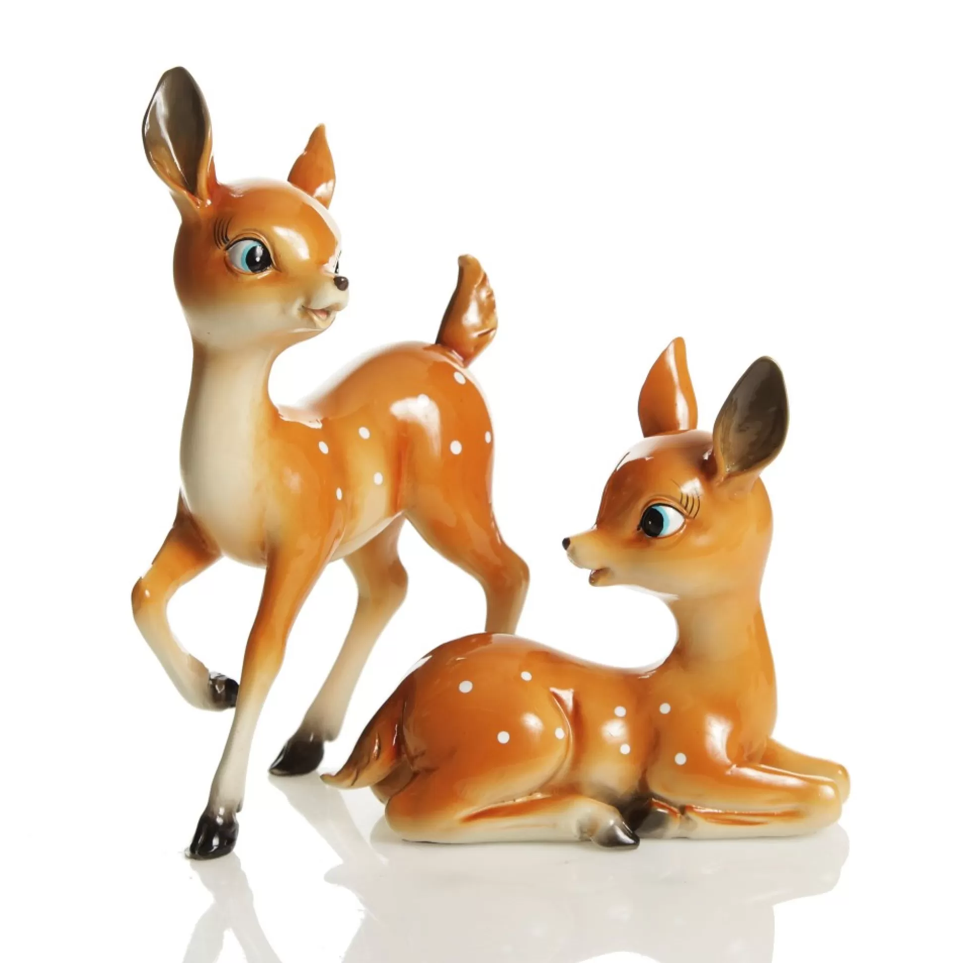 Glossy Retro Bambi Christmas Ornaments - Set of 2 Christmas Birds And Animals |