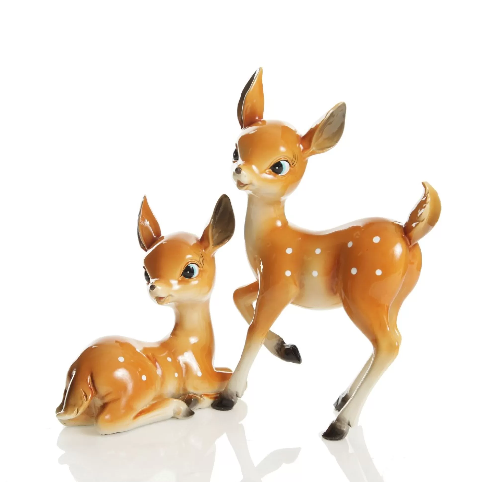 Glossy Retro Bambi Christmas Ornaments - Set of 2 Christmas Birds And Animals |