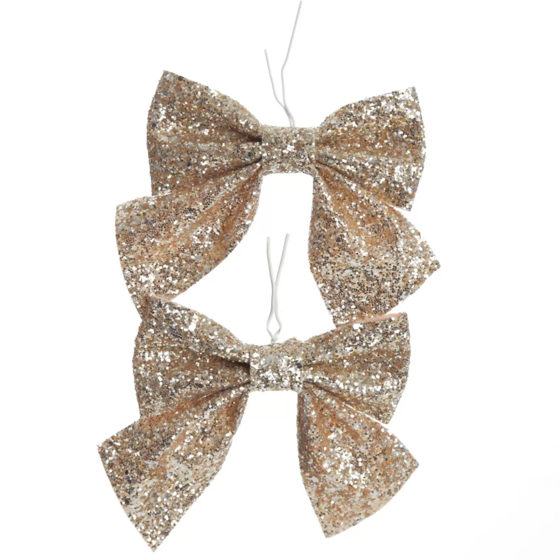 Gold Glitter Bow - Set of 2 Christmas Bells And Bows |