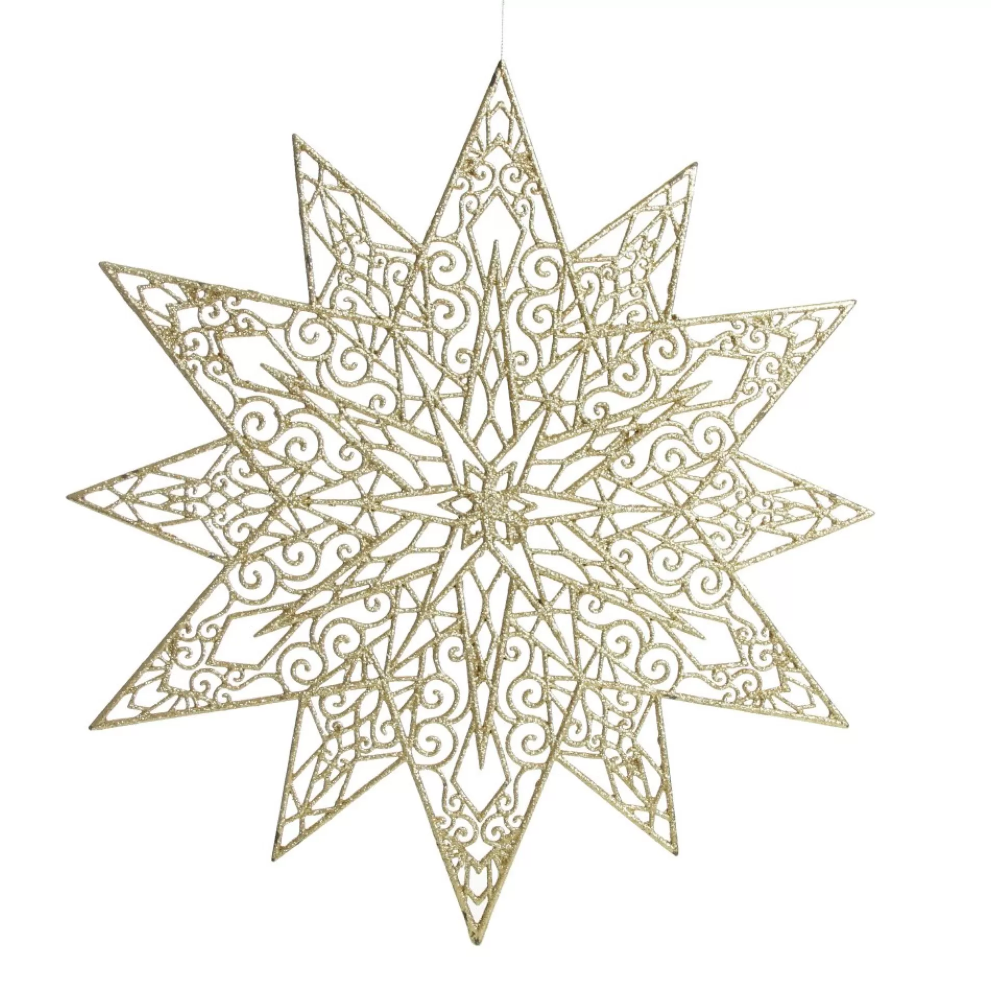 Gold Glitter Hanging Christmas Star Snowflakes And Stars |