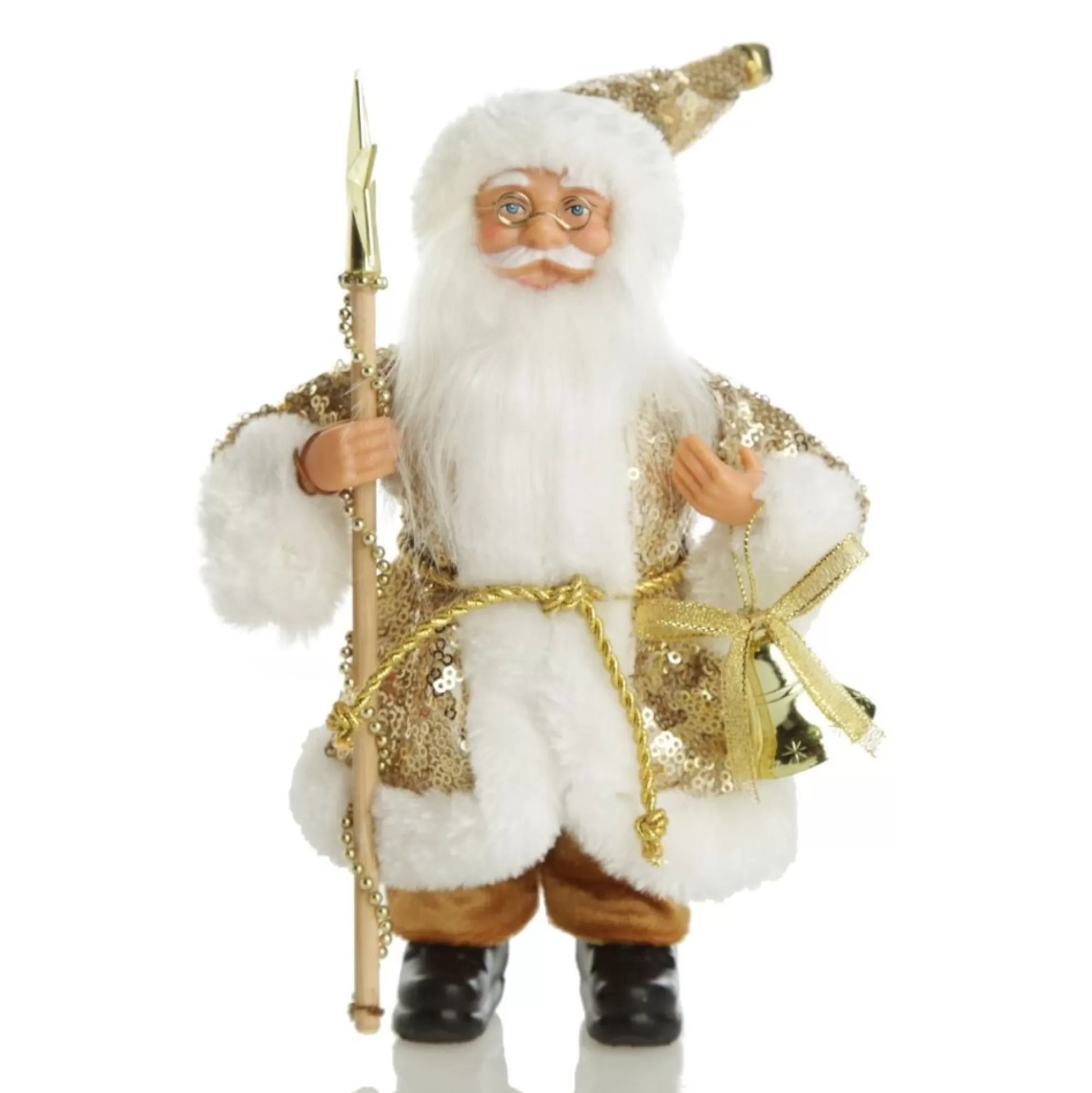 Gold Sequin Santa Ornament Christmas Figurines |