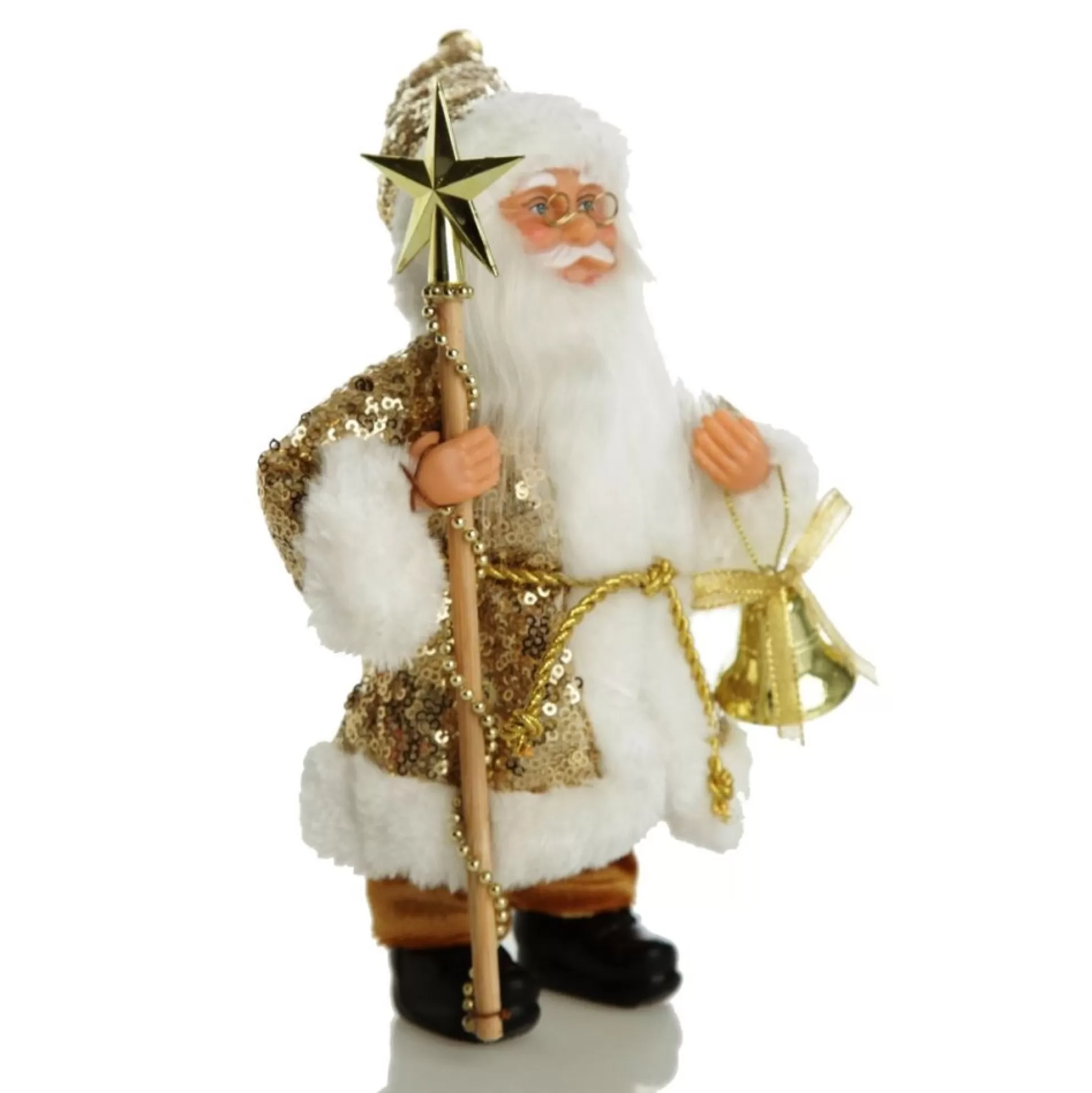 Gold Sequin Santa Ornament Christmas Figurines |