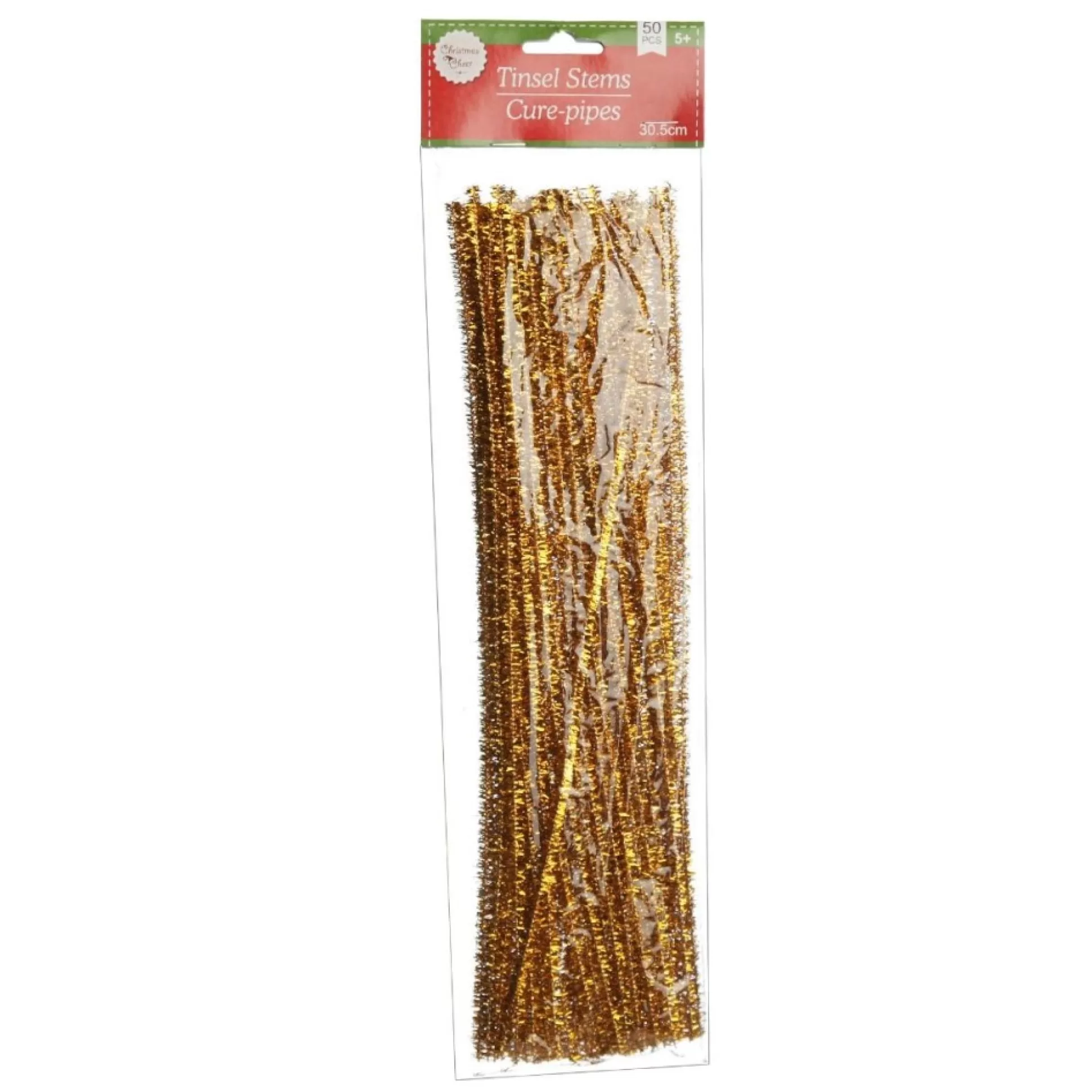 Gold Tinsel Chenille Stem Pipe Cleaners - Pack of 45 Christmas Craft Supplies |