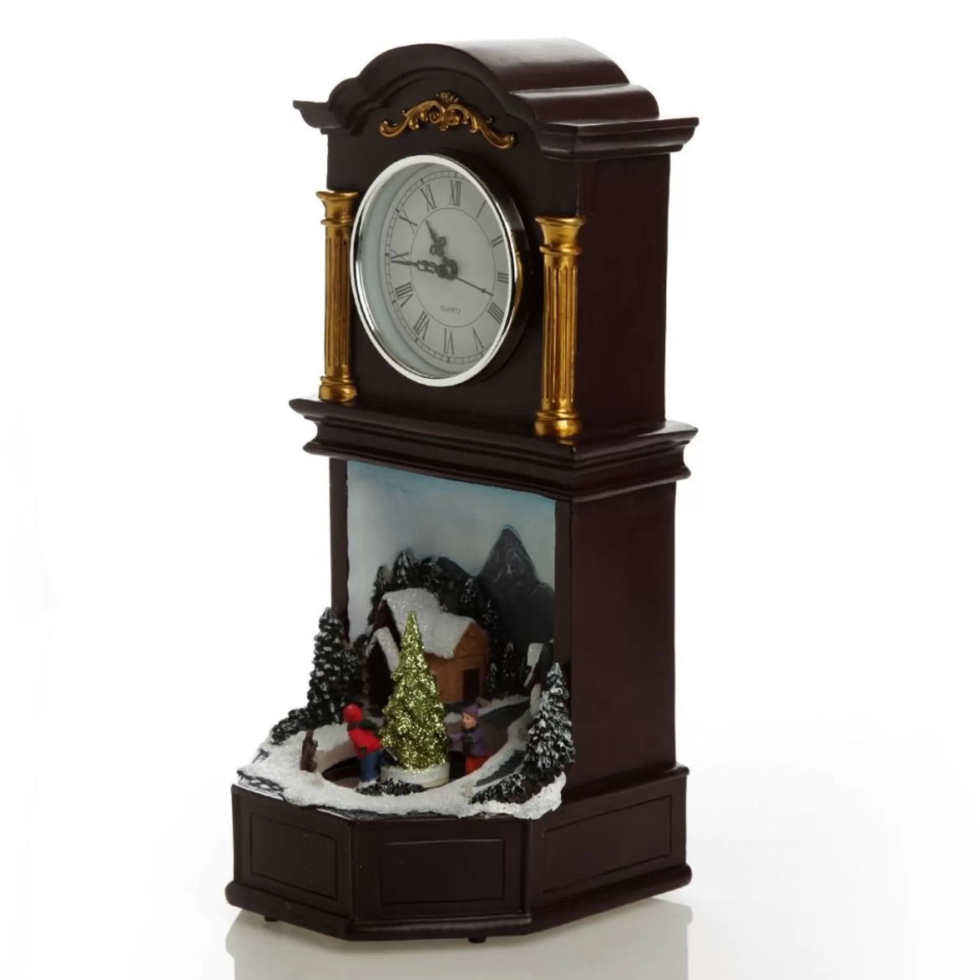 Grandfather Clock Lightup Ornament with Ice Skaters Light-Up Scenes And Ornaments |