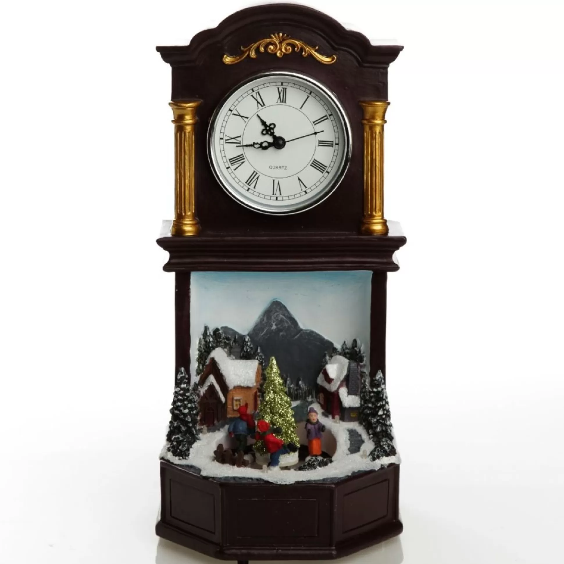 Grandfather Clock Lightup Ornament with Ice Skaters Light-Up Scenes And Ornaments |