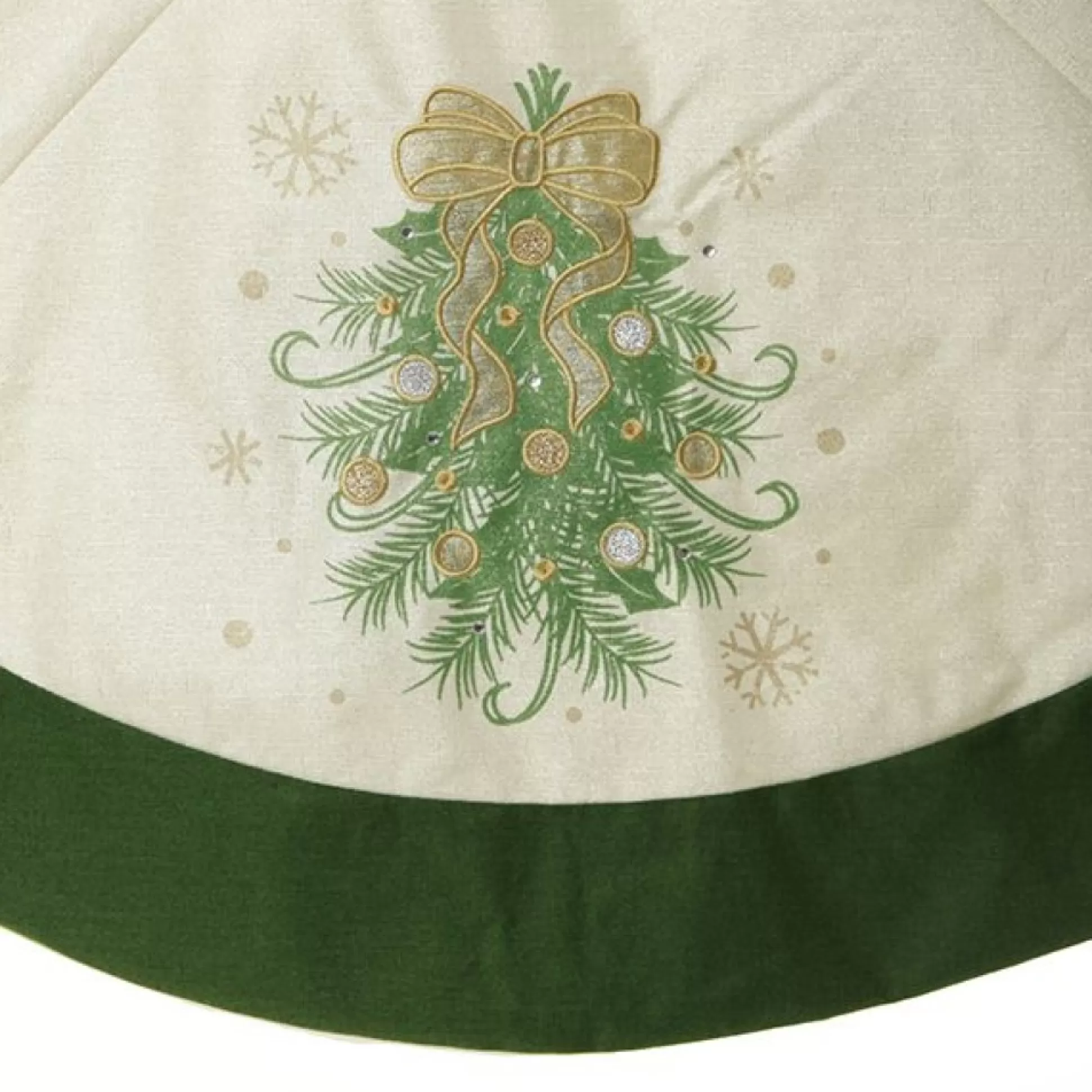 Green and Gold Mistletoe Christmas Tree Skirt Christmas Tree Skirts |