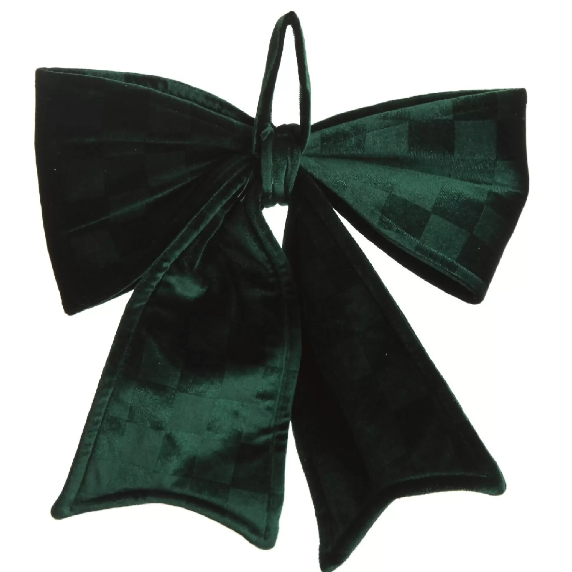 Green Checked Padded Velour Bow Christmas Bells And Bows |