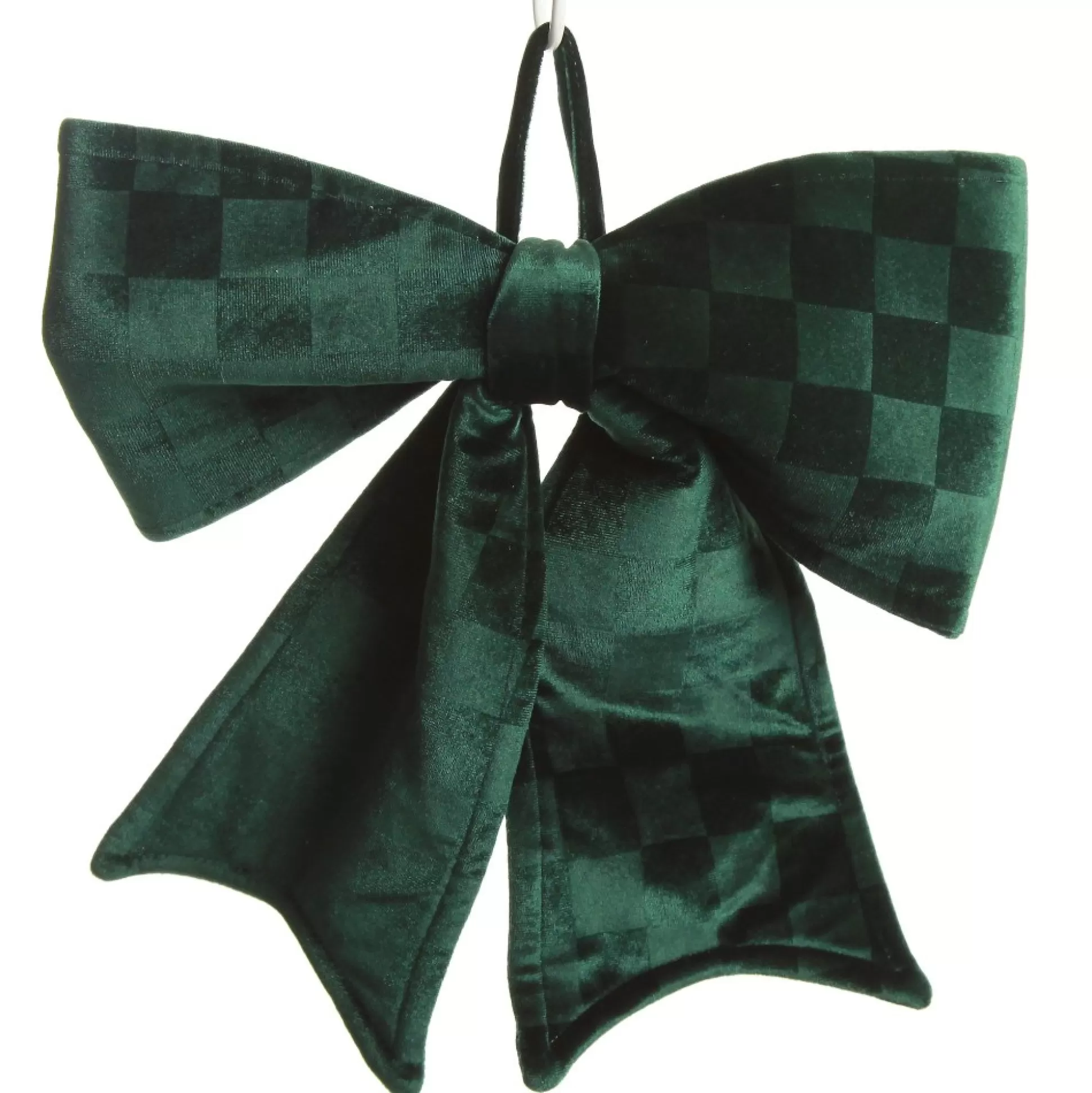 Green Checked Padded Velour Bow Christmas Bells And Bows |