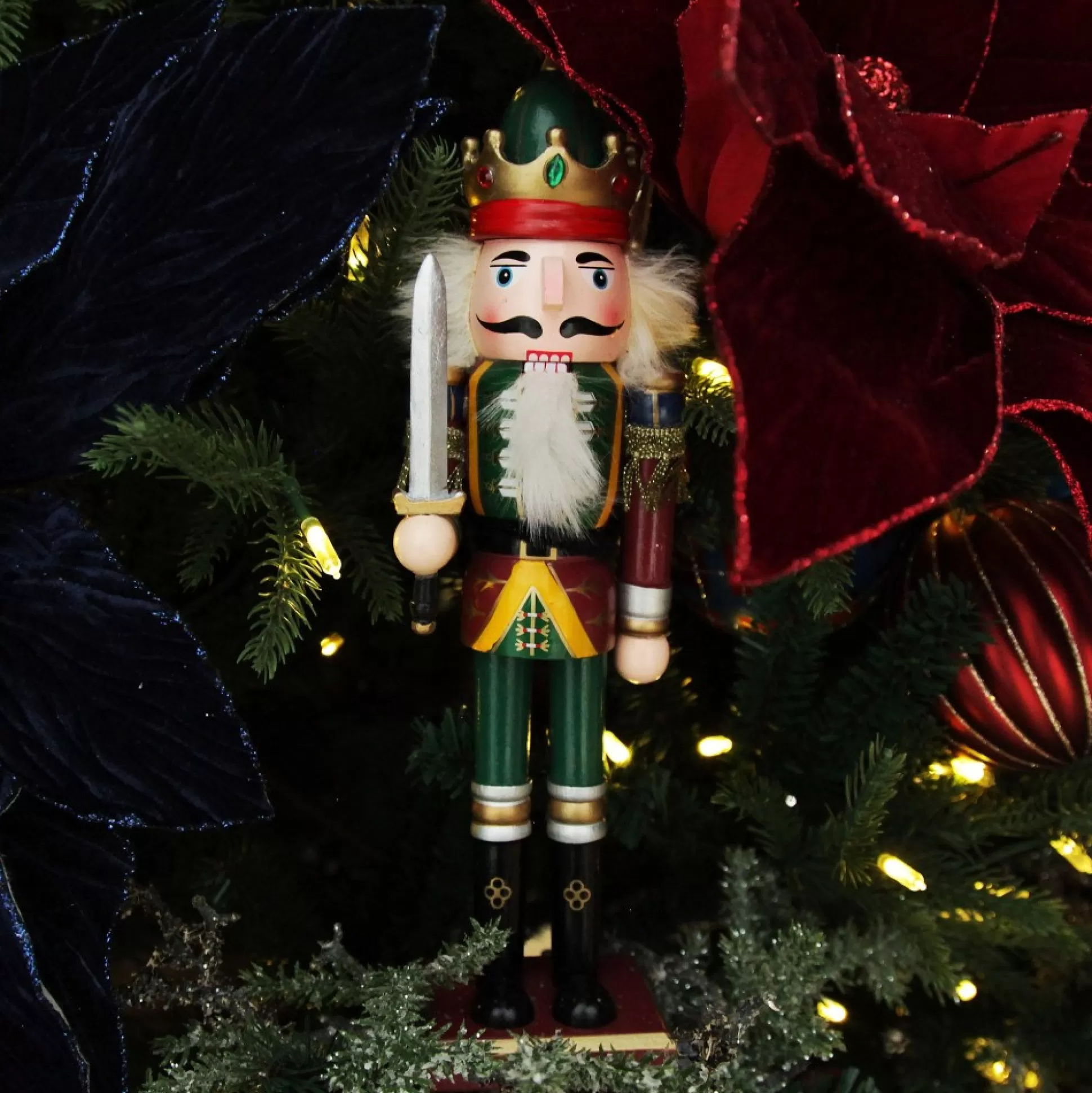 Green Nutcracker with Sword Christmas Ornament - Large Christmas Nutcrackers |