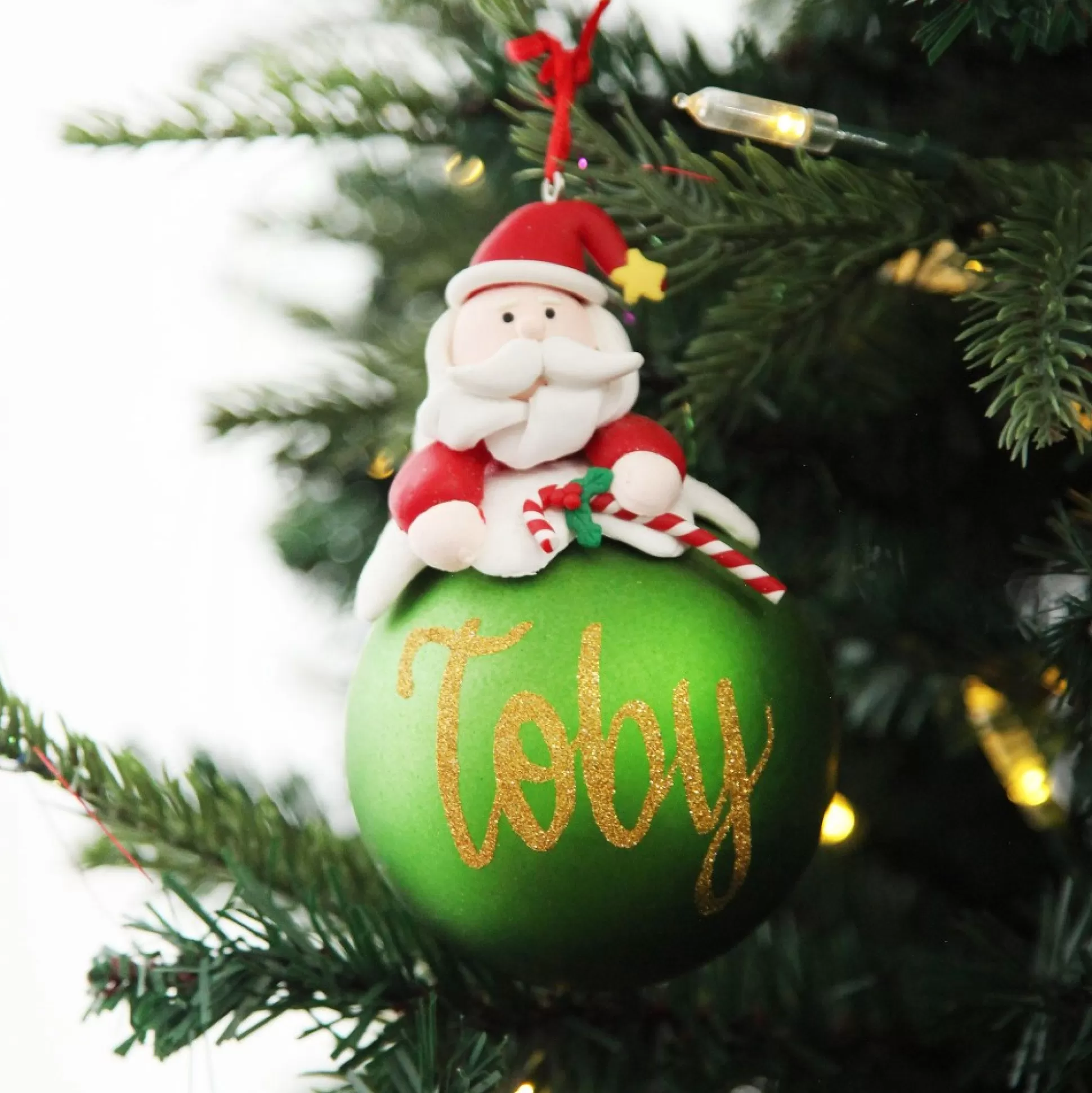 Green Santa Christmas Character Bauble Personalised Baubles |