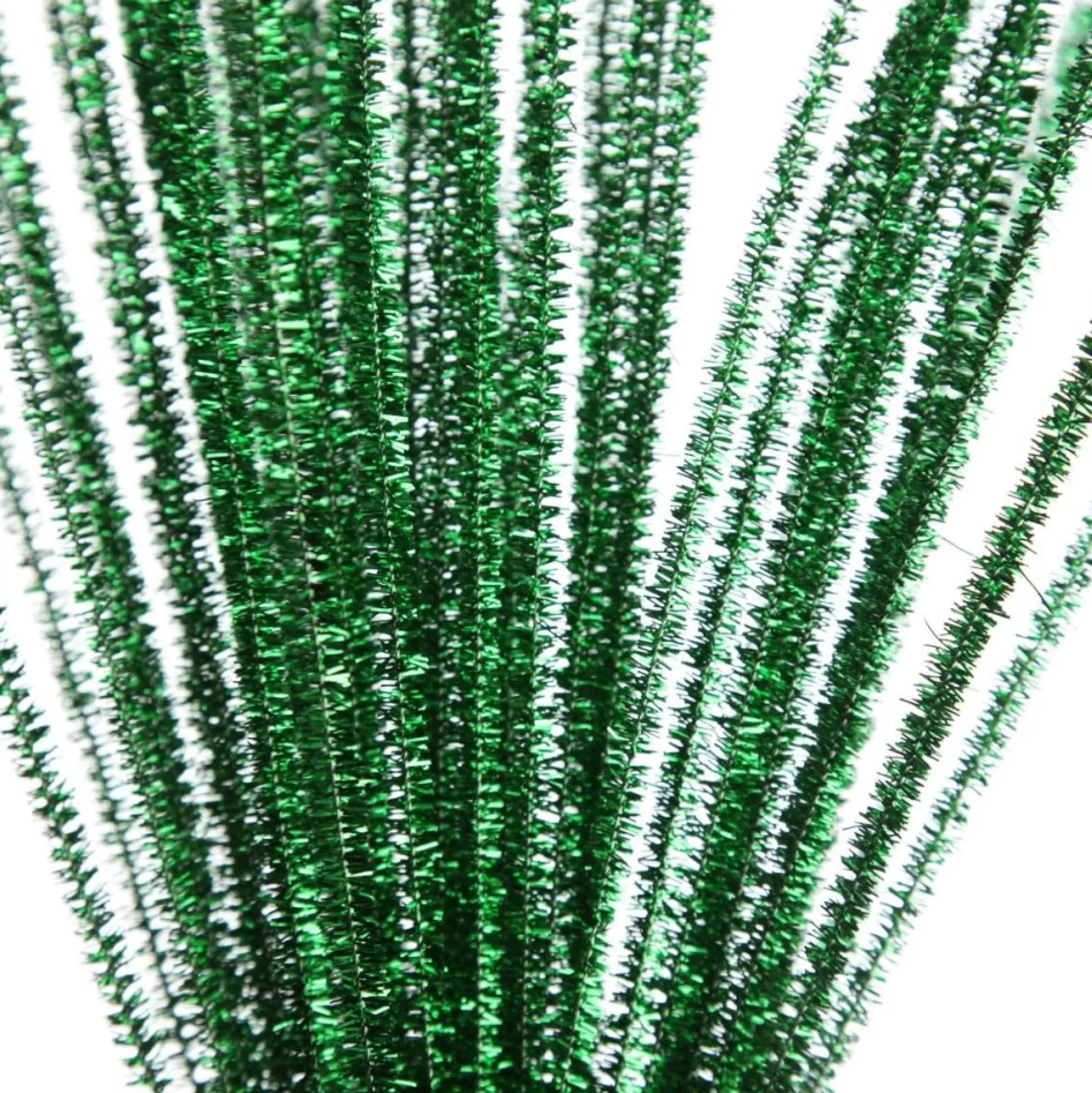 Green Tinsel Chenille Stem Pipe Cleaners - Pack of 45 Christmas Craft Supplies |