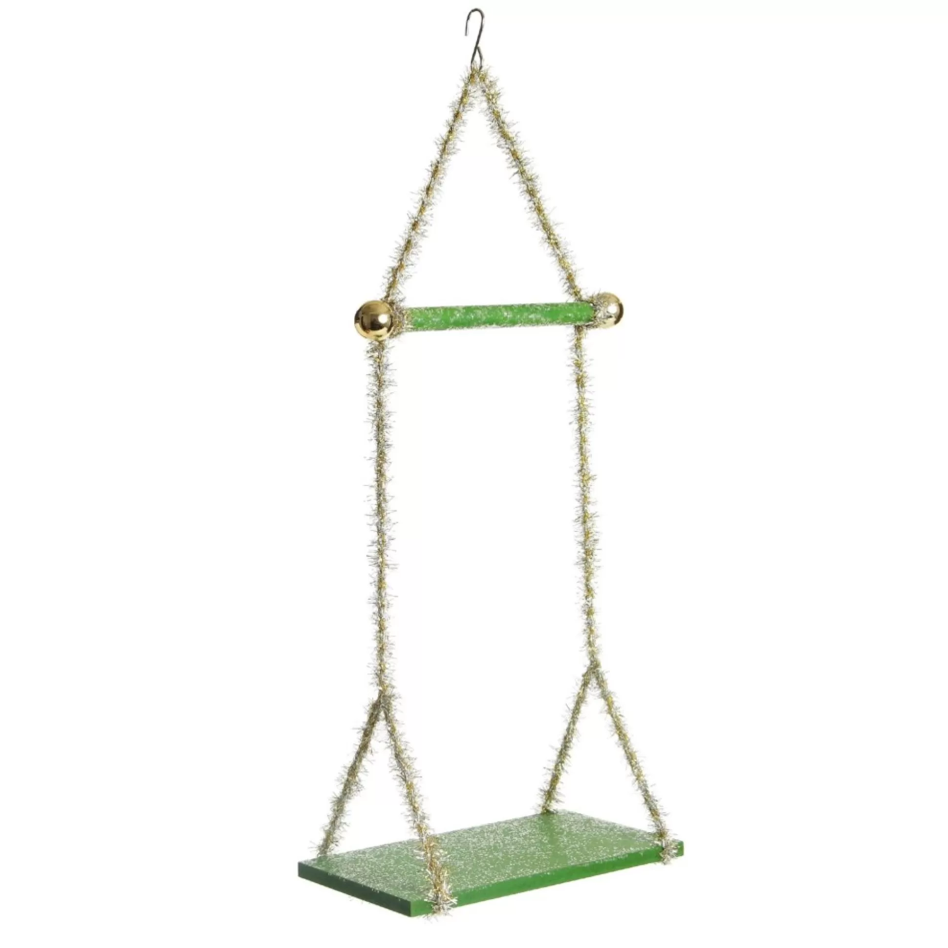 Green Tinsel Christmas Swing Ornament - Double Seat Christmas Ornaments |