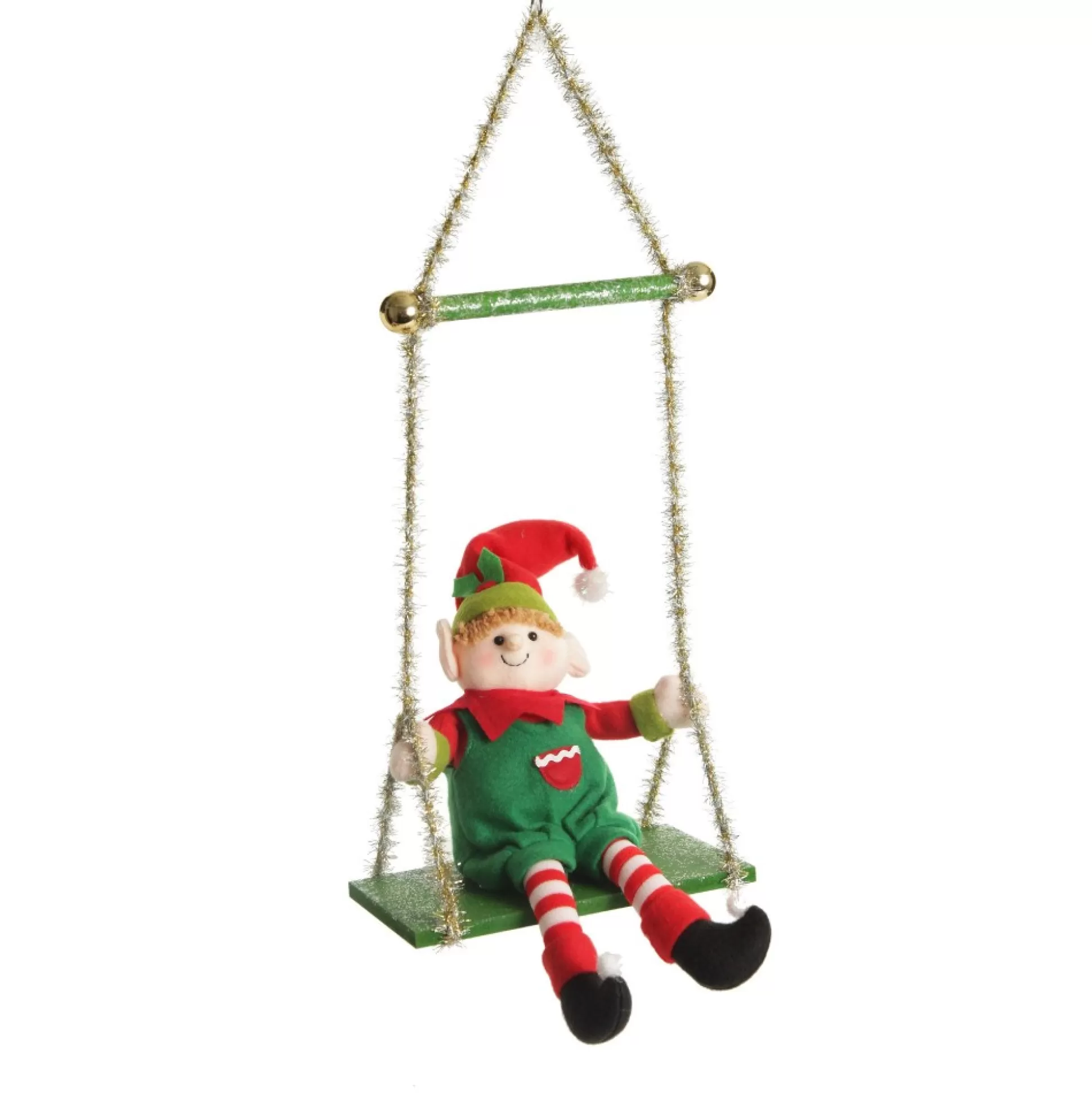 Green Tinsel Christmas Swing Ornament - Double Seat Christmas Ornaments |