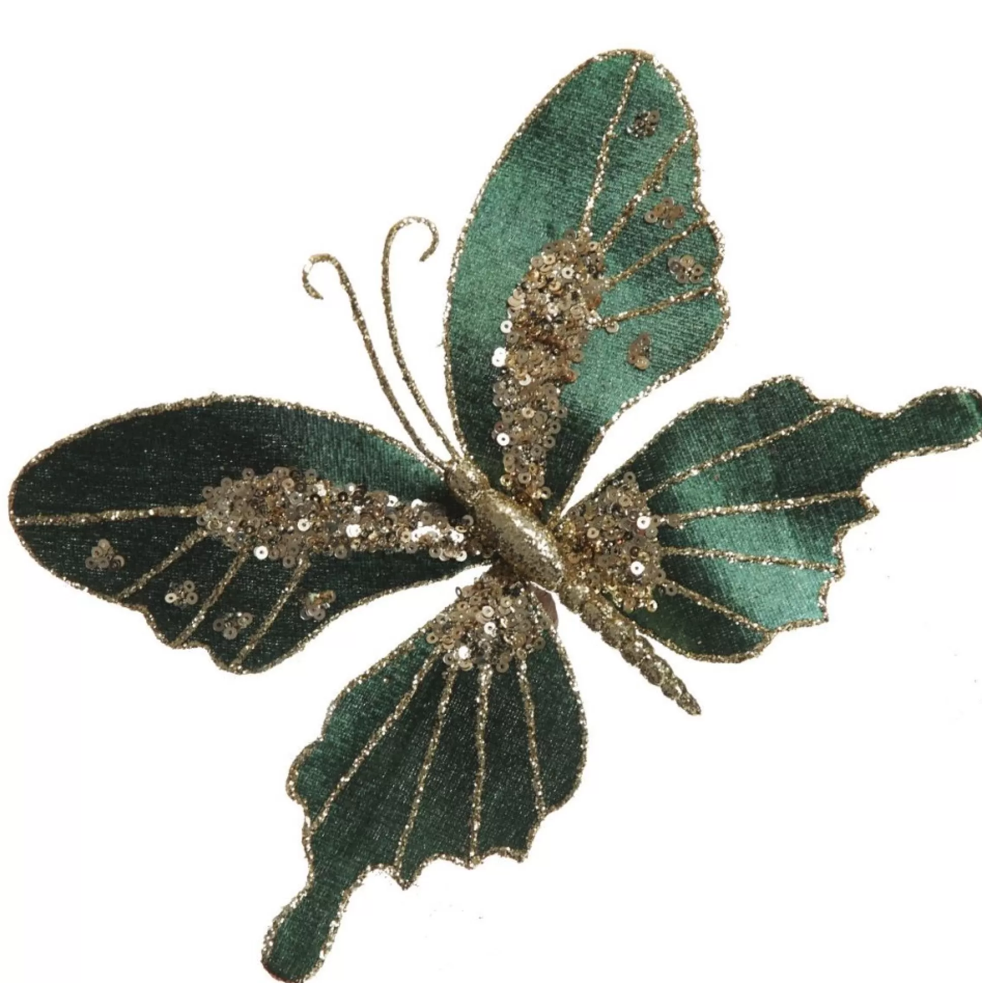 Green Velour and Glitter Butterfly Clip Butterflies And Birds |