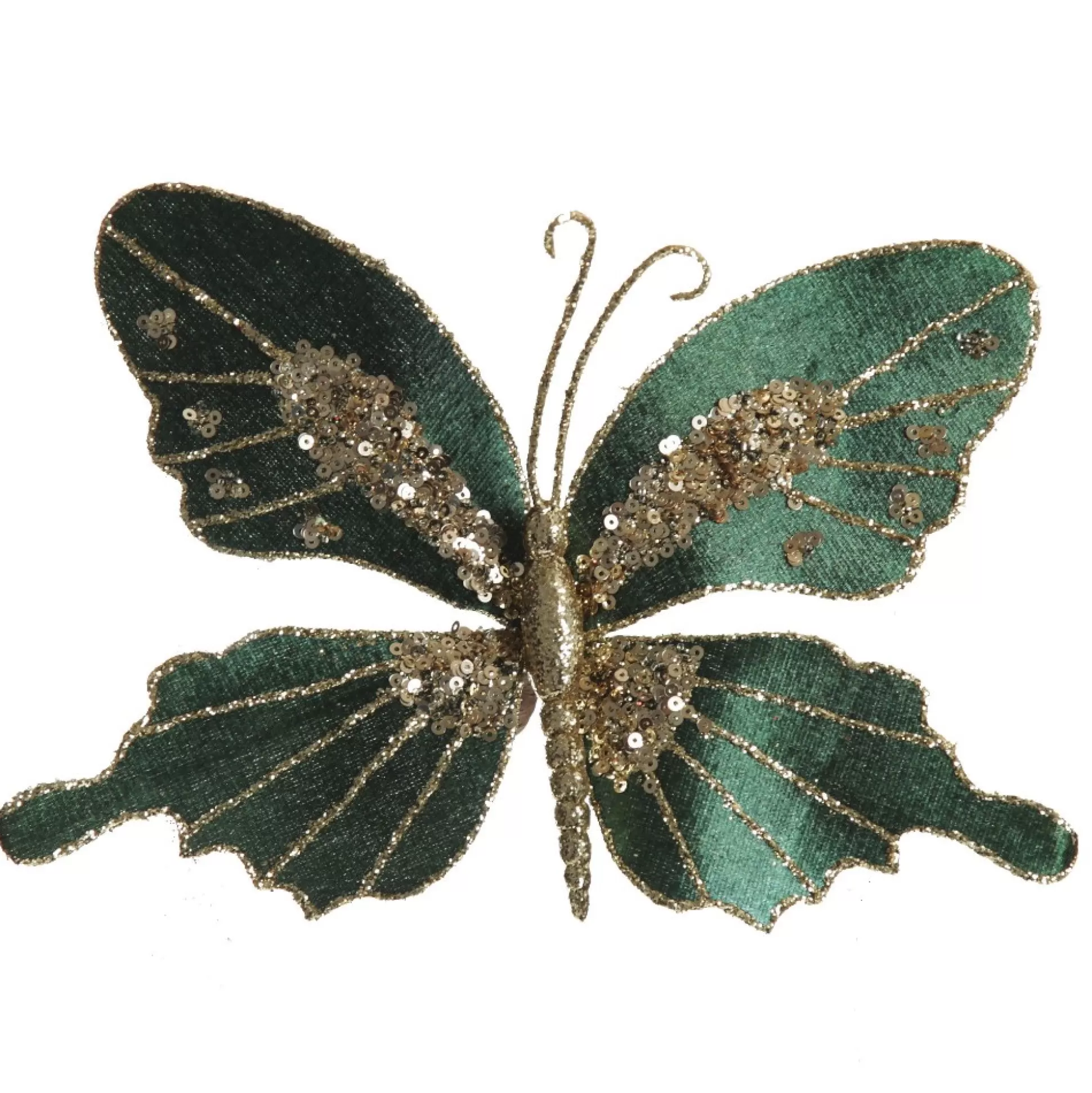 Green Velour and Glitter Butterfly Clip Butterflies And Birds |