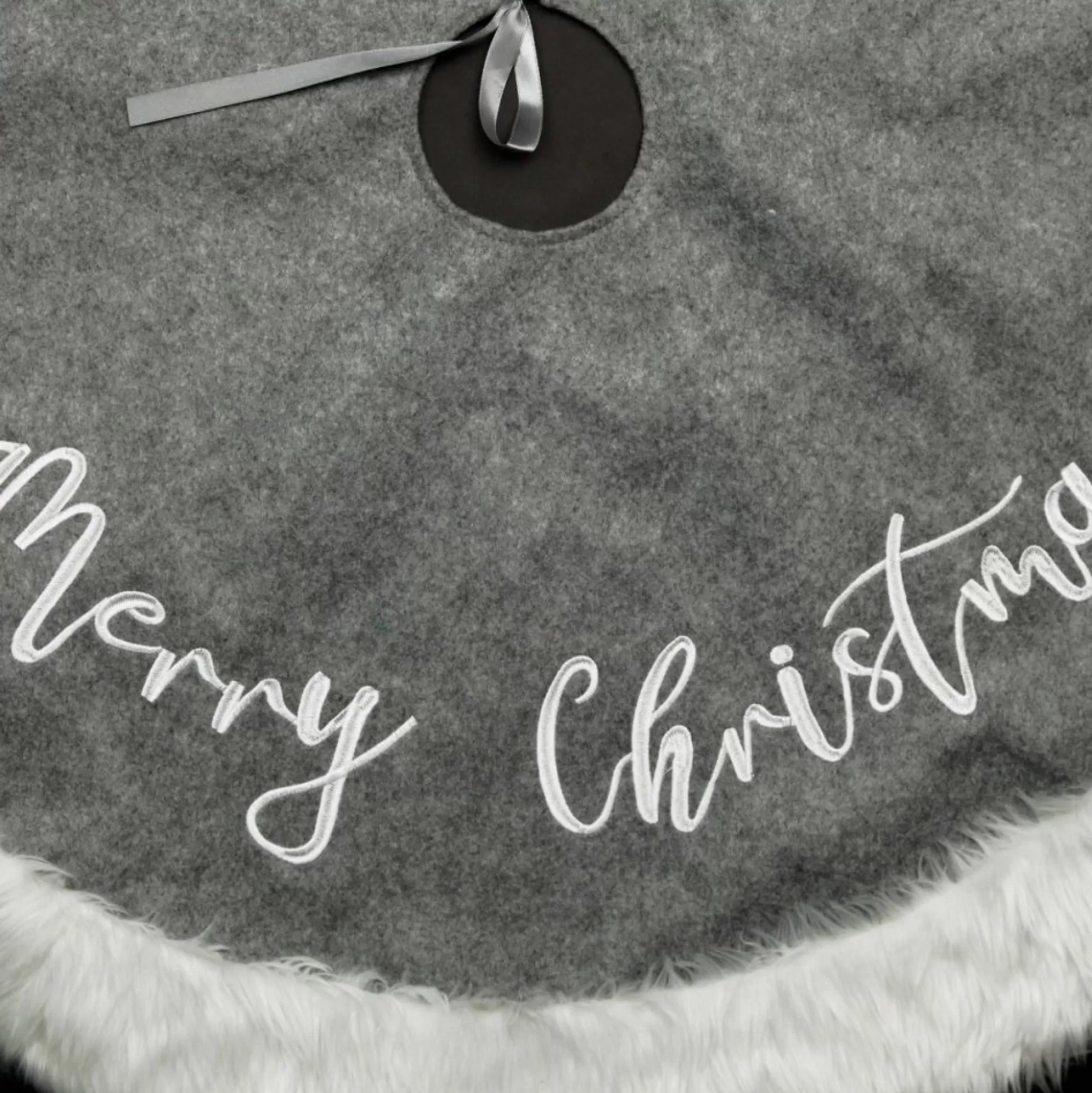 Grey and White Fur Christmas Tree Skirt Christmas Tree Skirts |