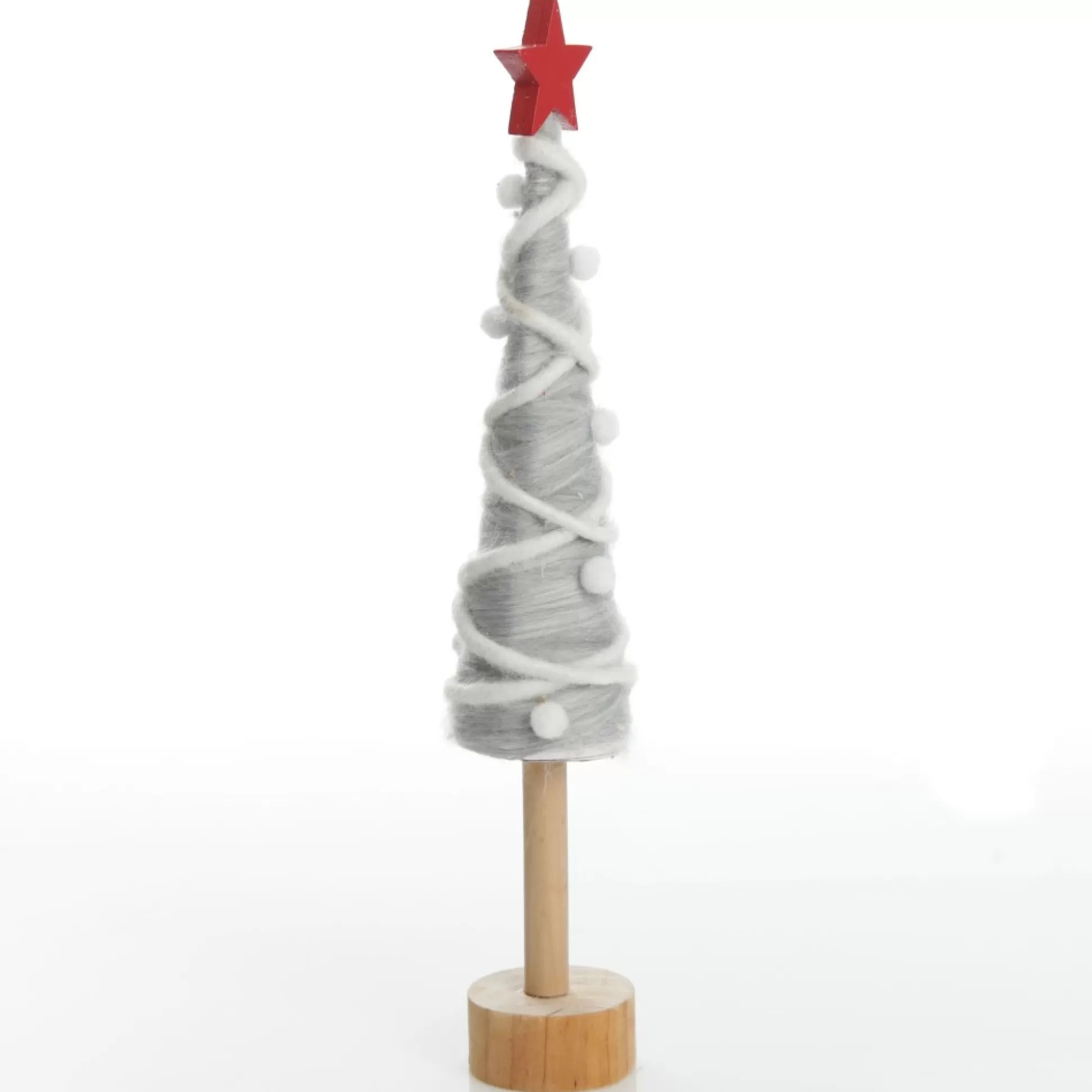 Grey and White Woolen Christmas Tree with Red Star Table Top Christmas Trees |