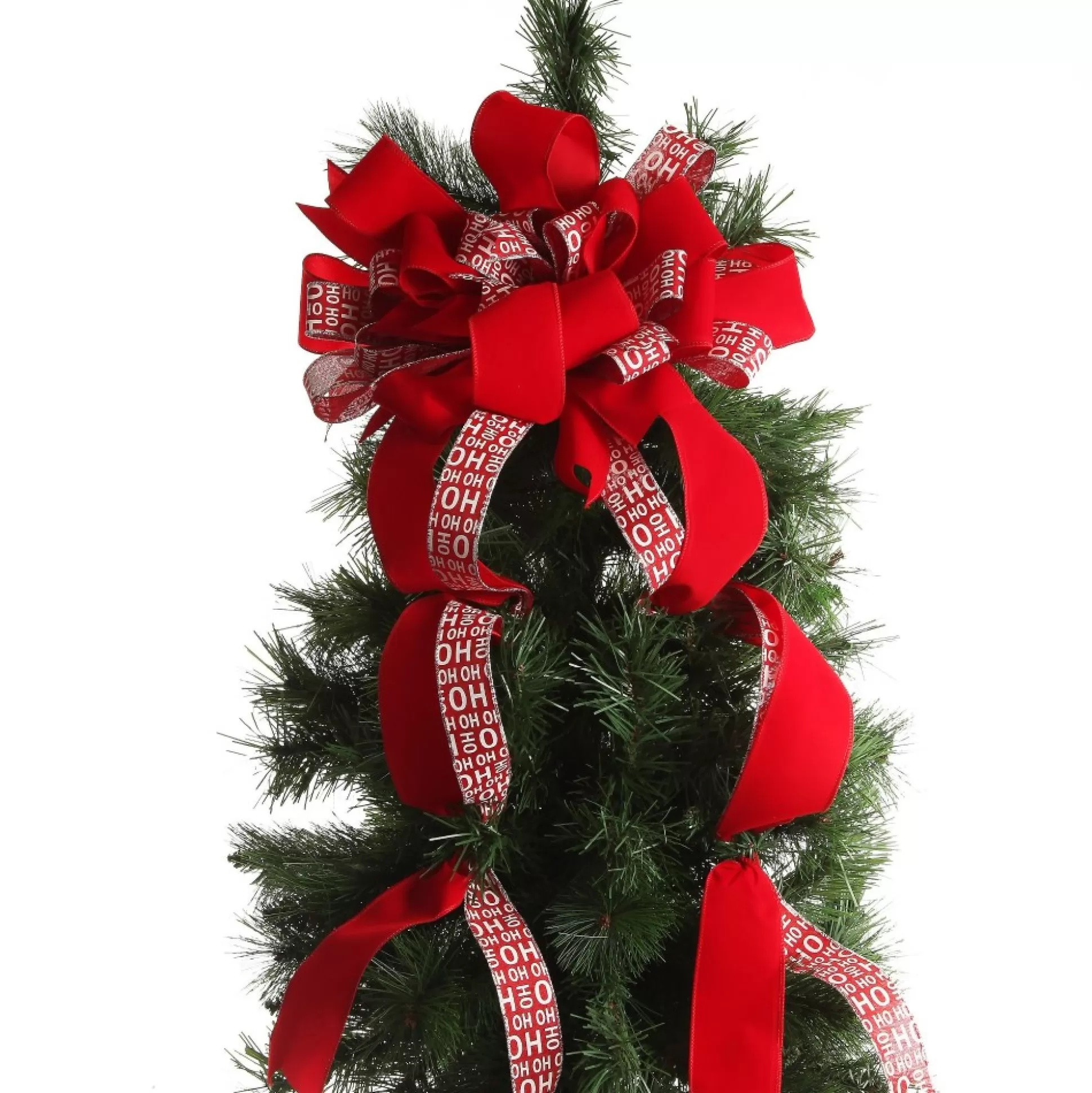 Ho Ho Ho Deluxe Tree Topper Bow with Streamers Tree Toppers |