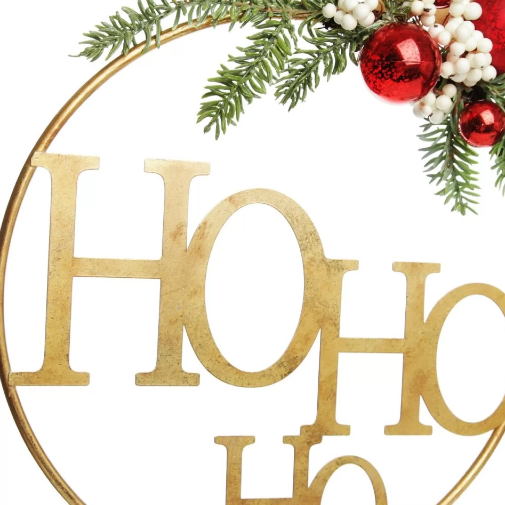 Ho Ho Ho Metal Hoop with Florals Christmas Wreaths |