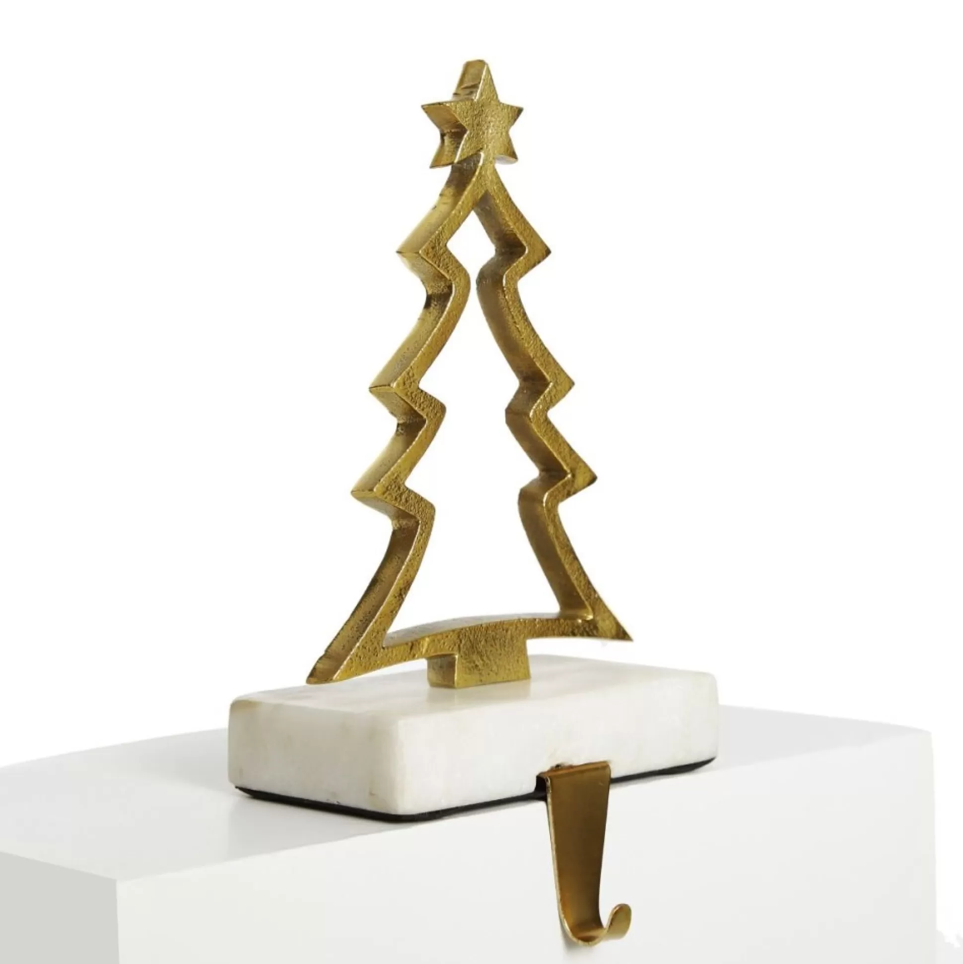 Hollow Raw Gold Tree Christmas Stocking Hanger with Quartz Base Stocking Hangers |