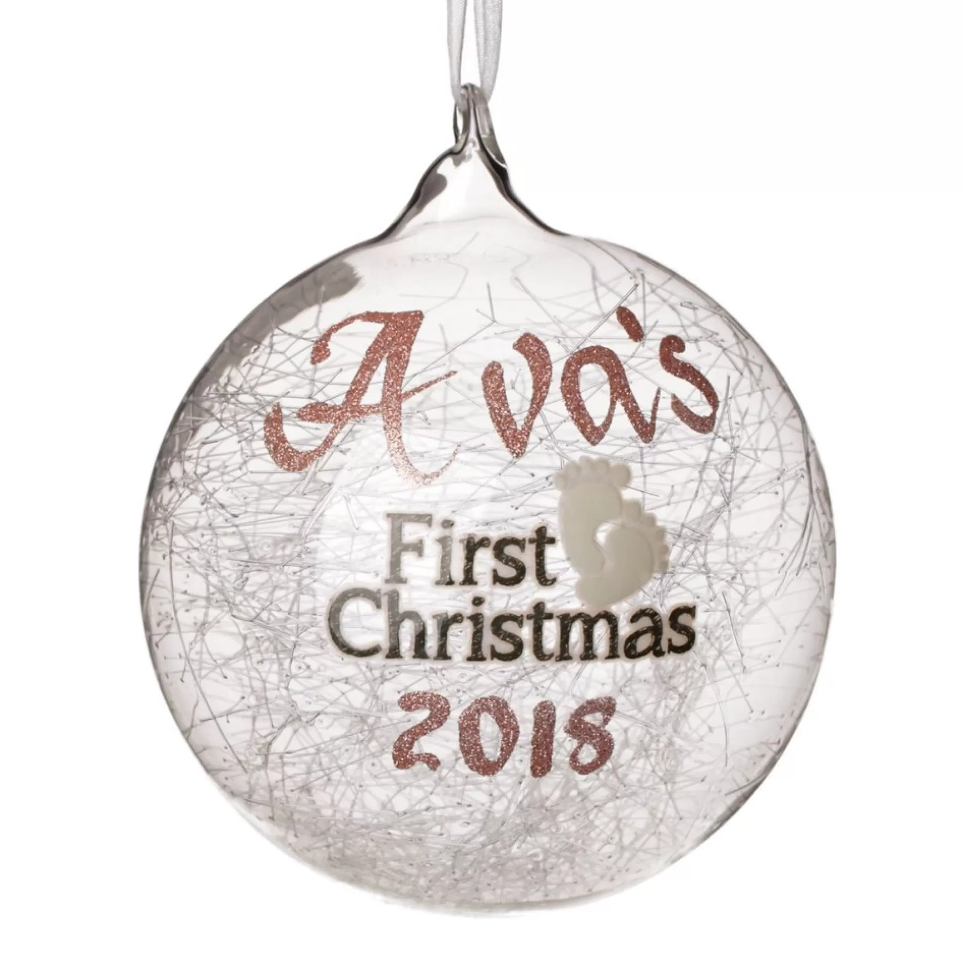 Icicle Glass Personalised Christmas Bauble - First Christmas Glass Baubles |