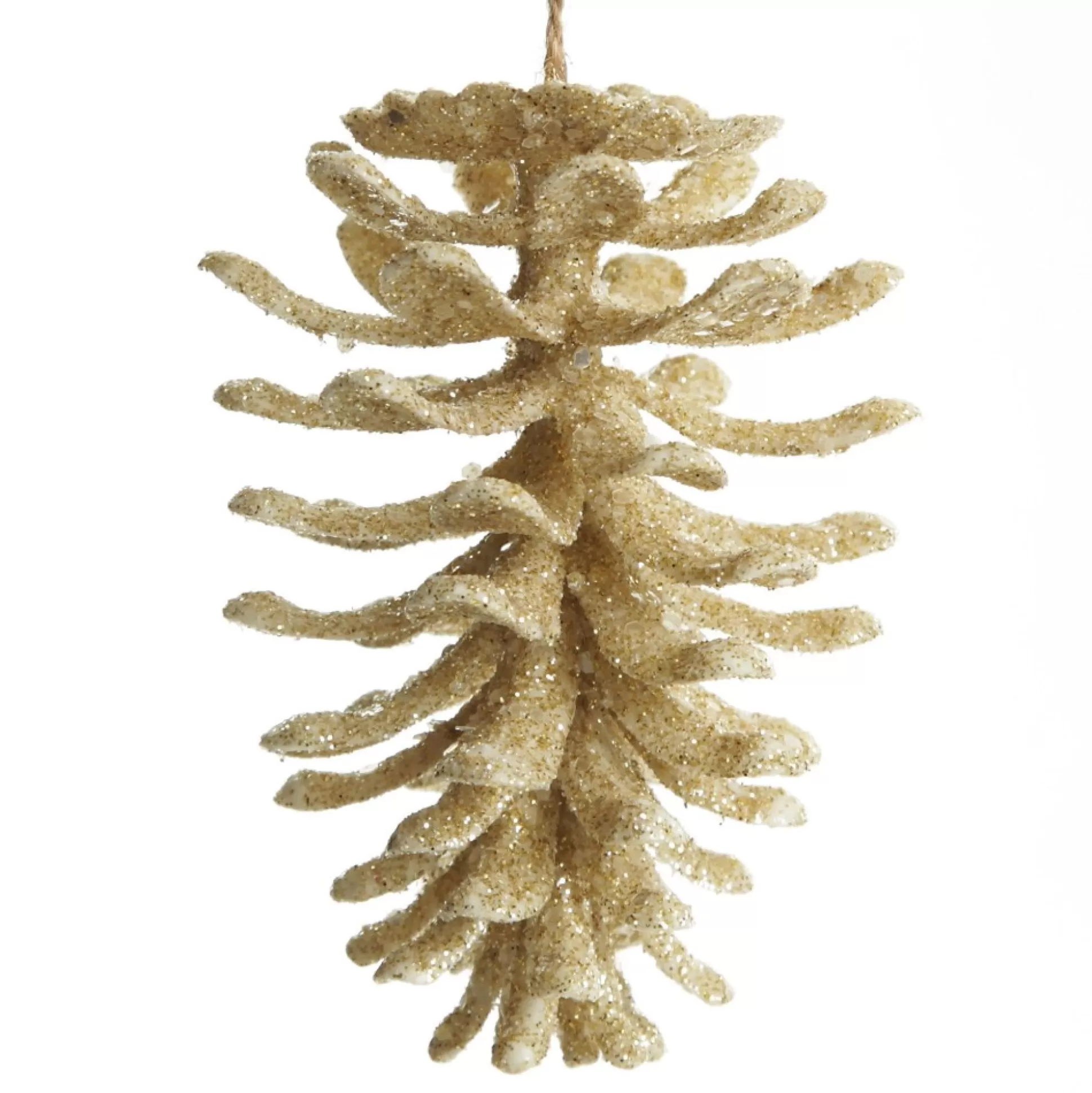 Ivory Glitter Faux Hanging Pinecone Pinecones And Acorns |