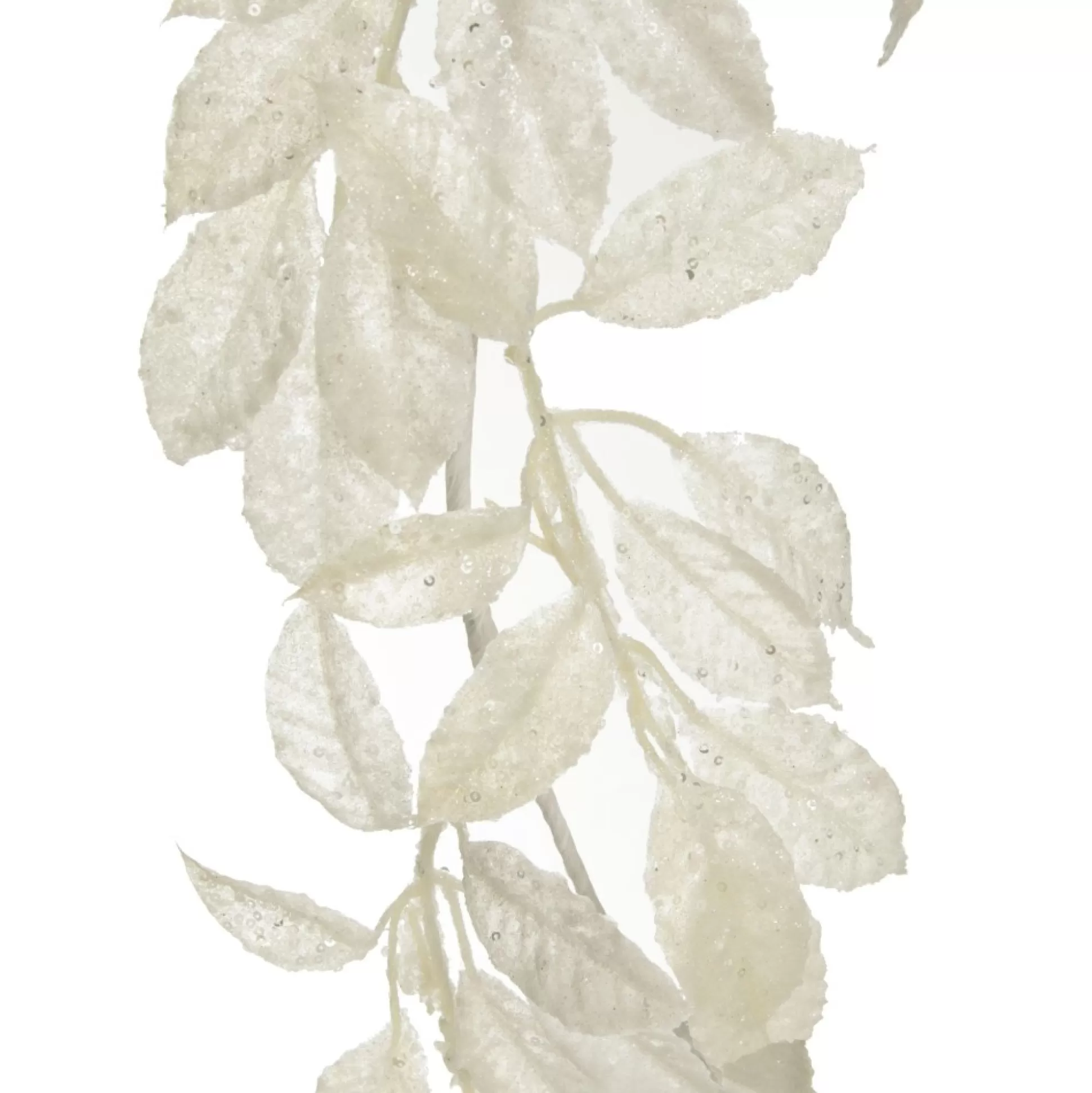 Ivory Leaf Christmas Garland with Sequins Christmas Garlands |