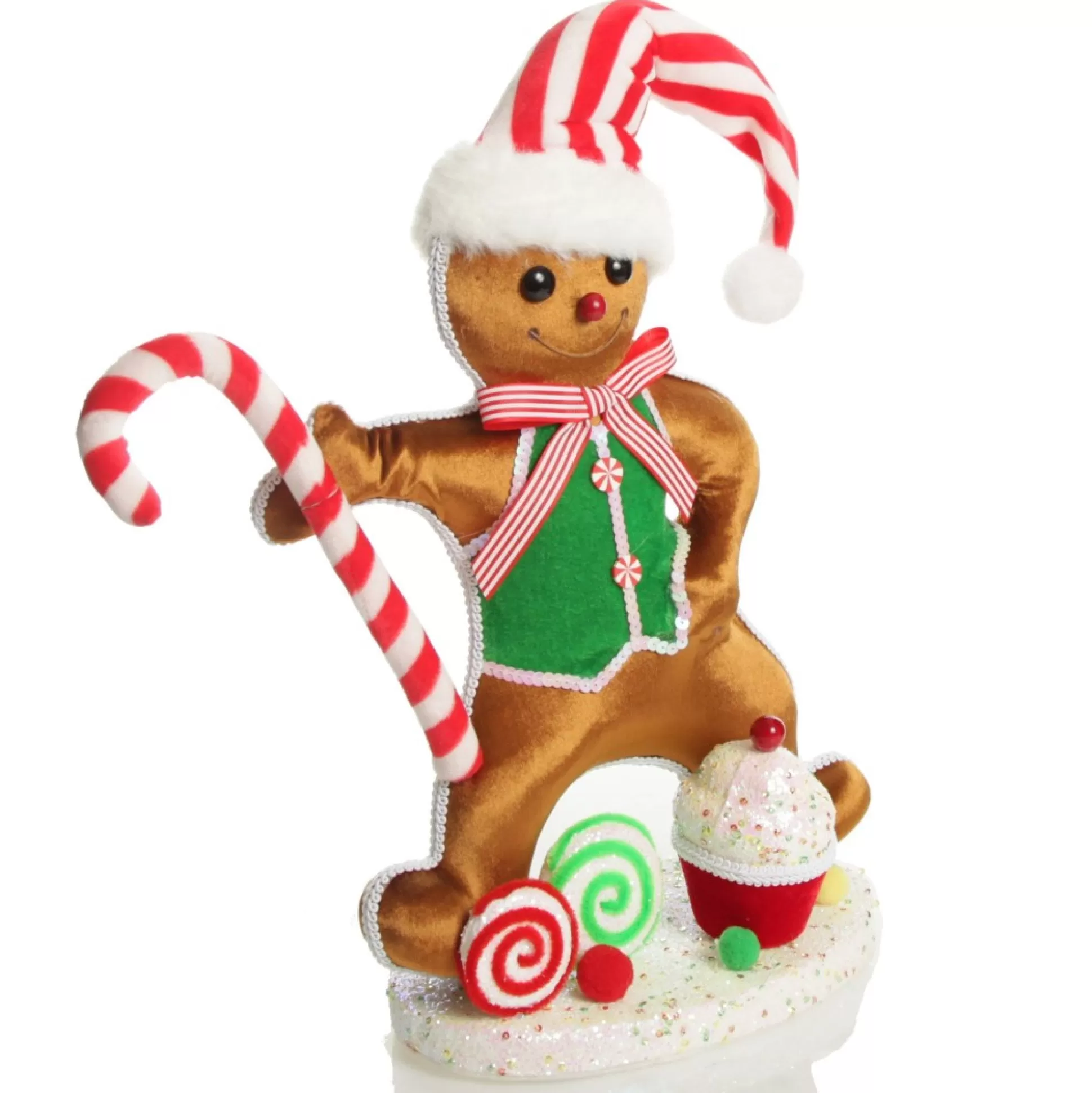 Large Gingerbread Boy with Candy Cane Christmas Ornament Christmas Ornaments |