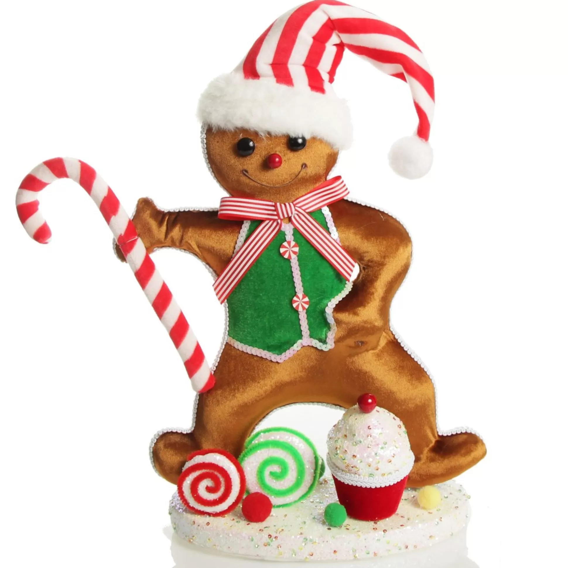 Large Gingerbread Boy with Candy Cane Christmas Ornament Christmas Ornaments |